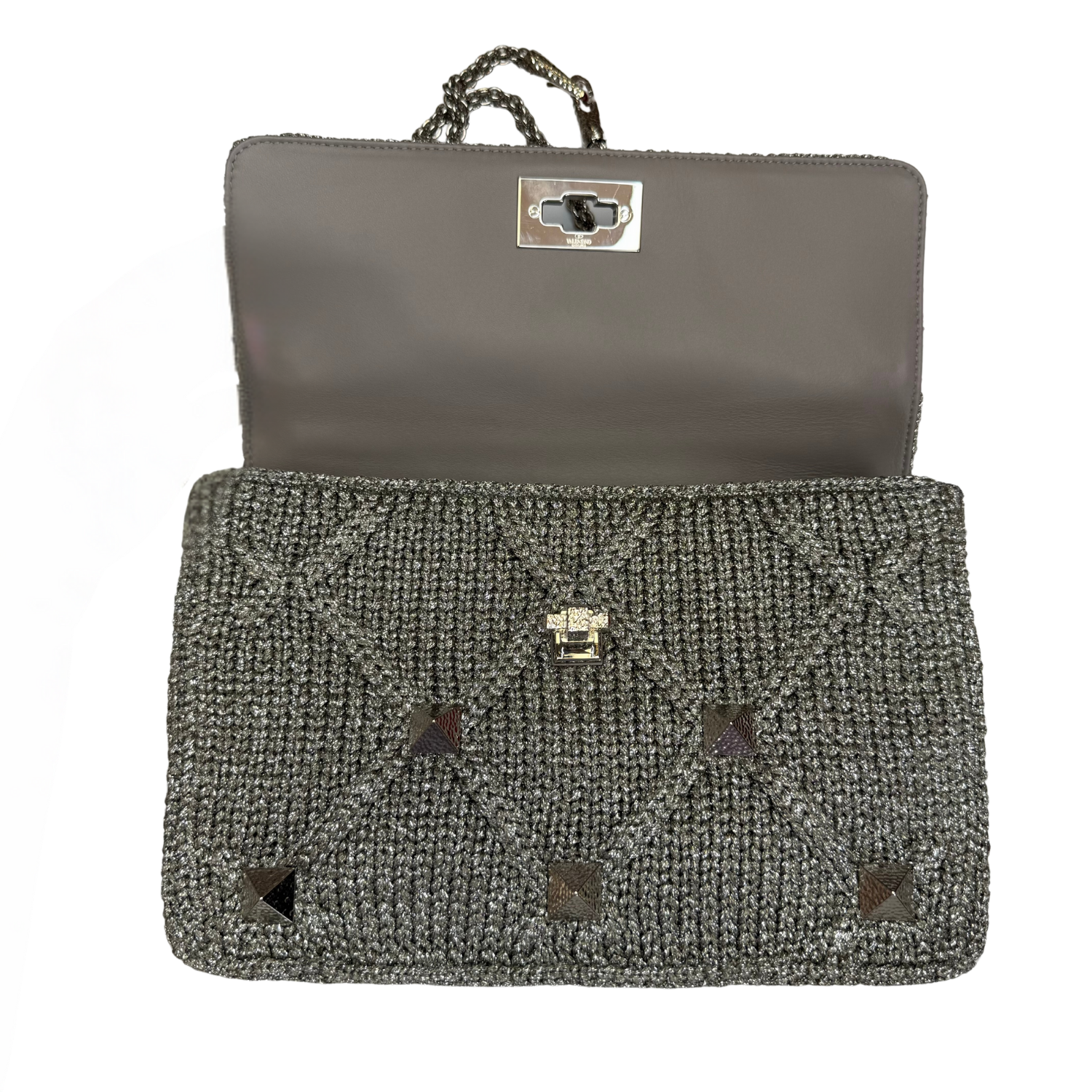 Valentino Knit Roman Stud Shoulder Bag