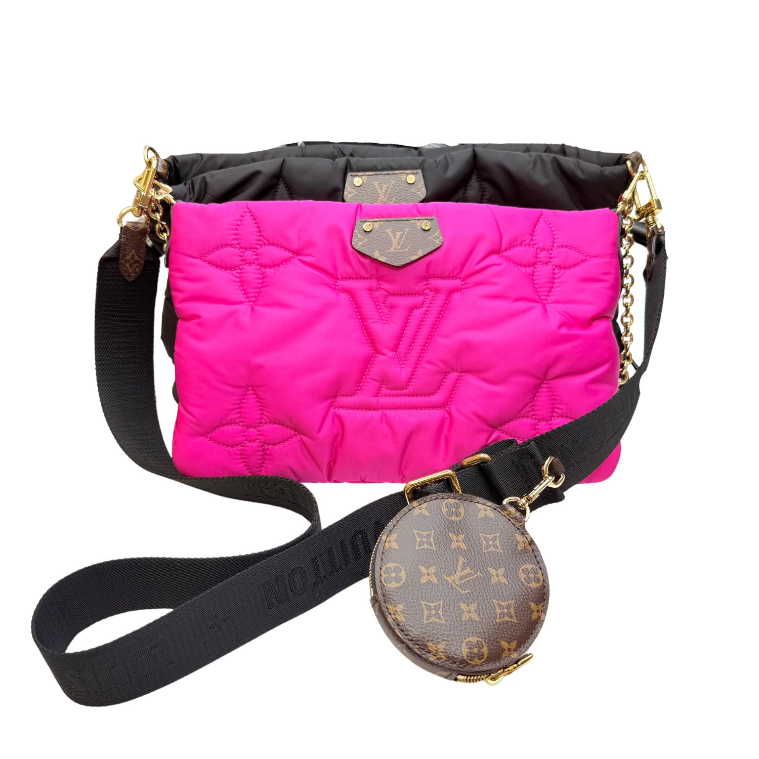 Louis Vuitton Monogram Maxi Pillow Multi Pochette Pink and Black