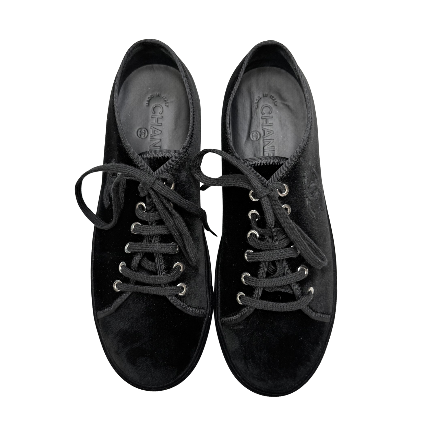 Chanel CC Lace Up Sneakers Black