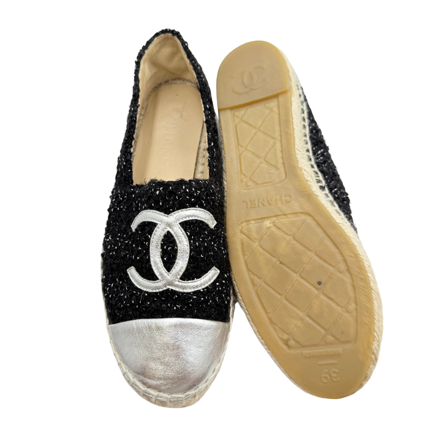 Chanel CC Espadrilles Black & Silver