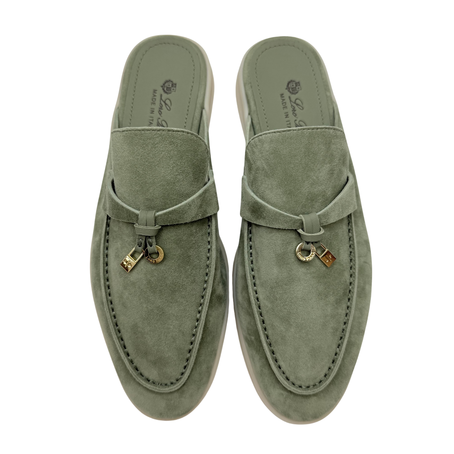 Loro Piana Babouche Charms Walk Loafer Tea Room Green