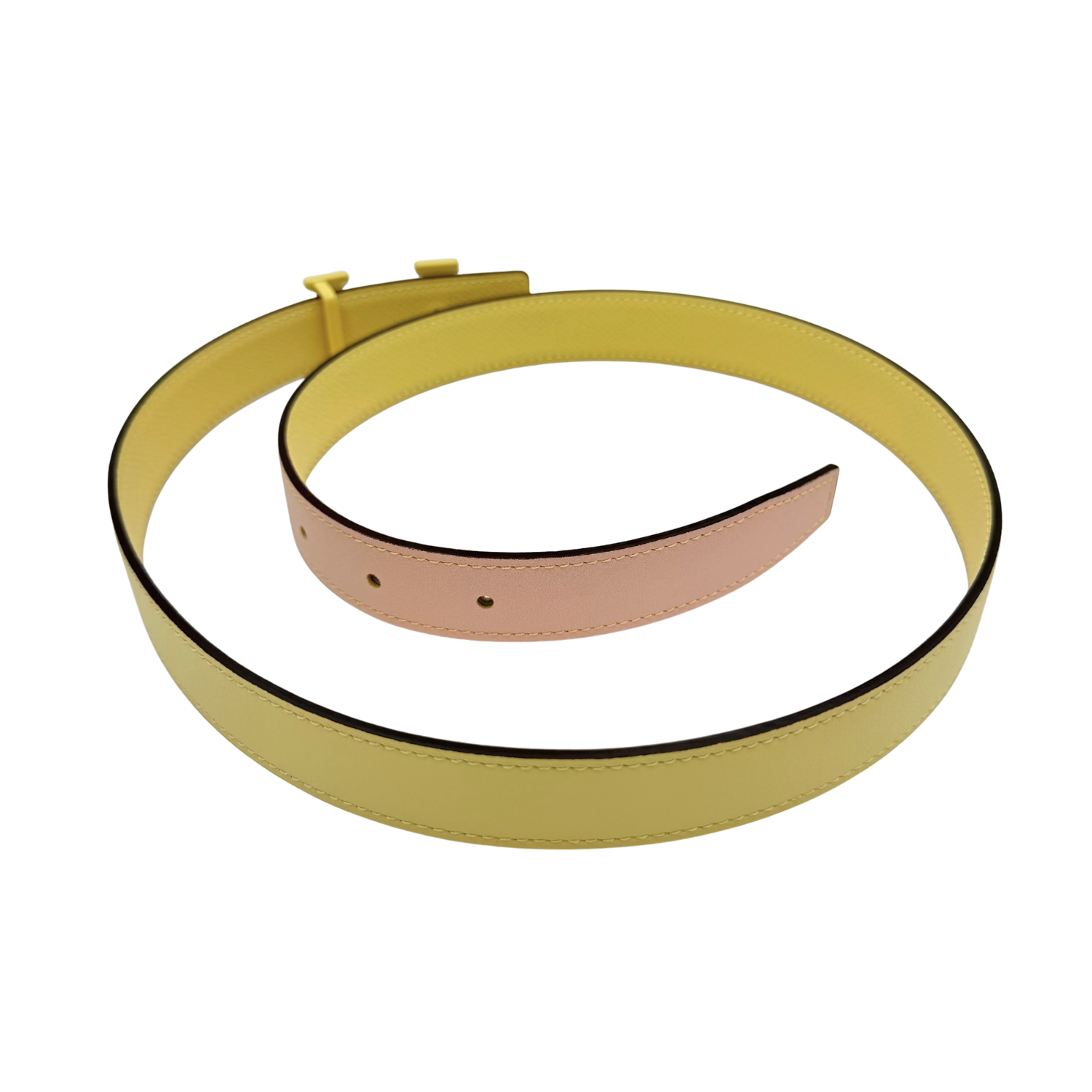 Hermès 22mm Limited Constance Belt Epsom Leather Two Tone Pink and Yellow 75