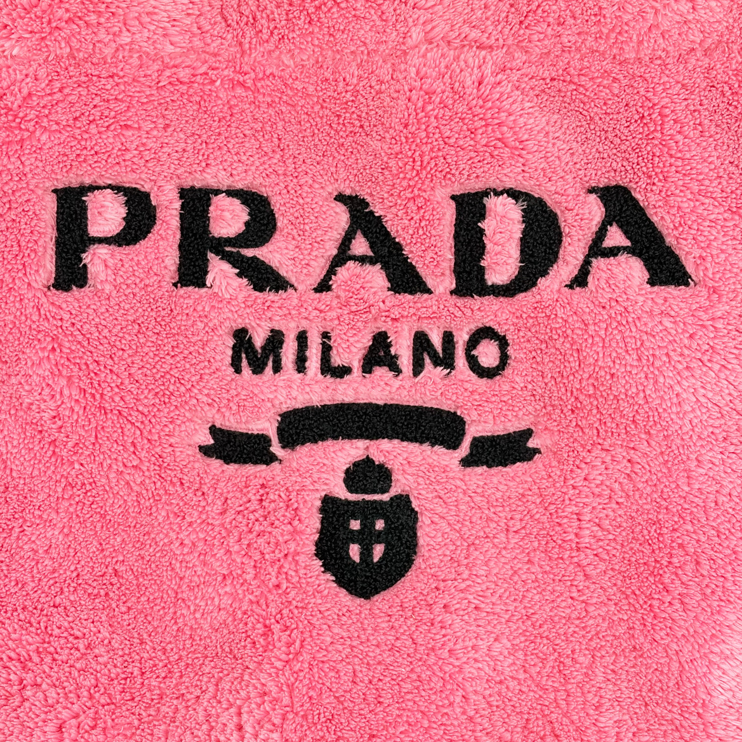 Prada Enameled Metal Triangle Spugna Tote Pink