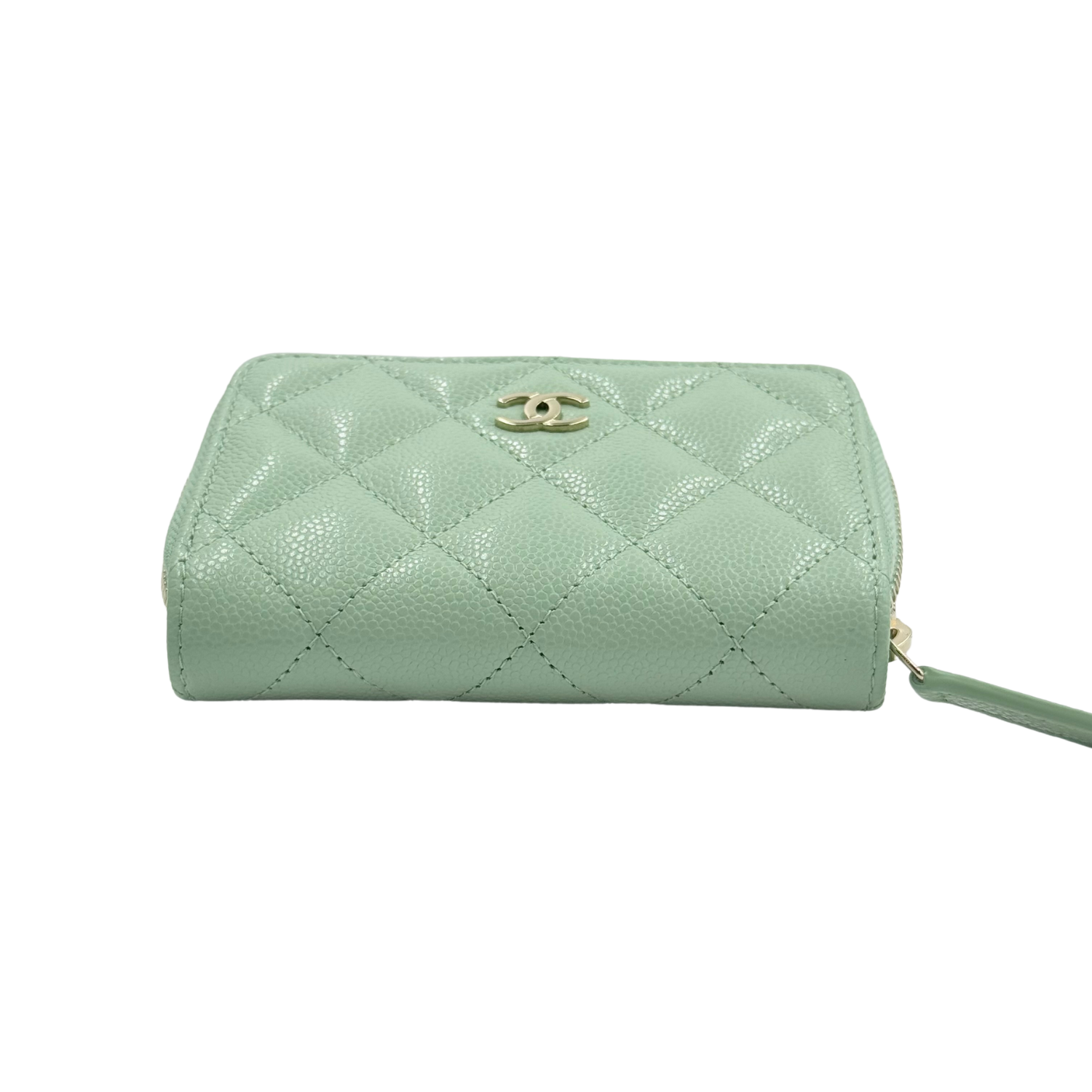 Chanel Small CC Zip Around Wallet Seafoam