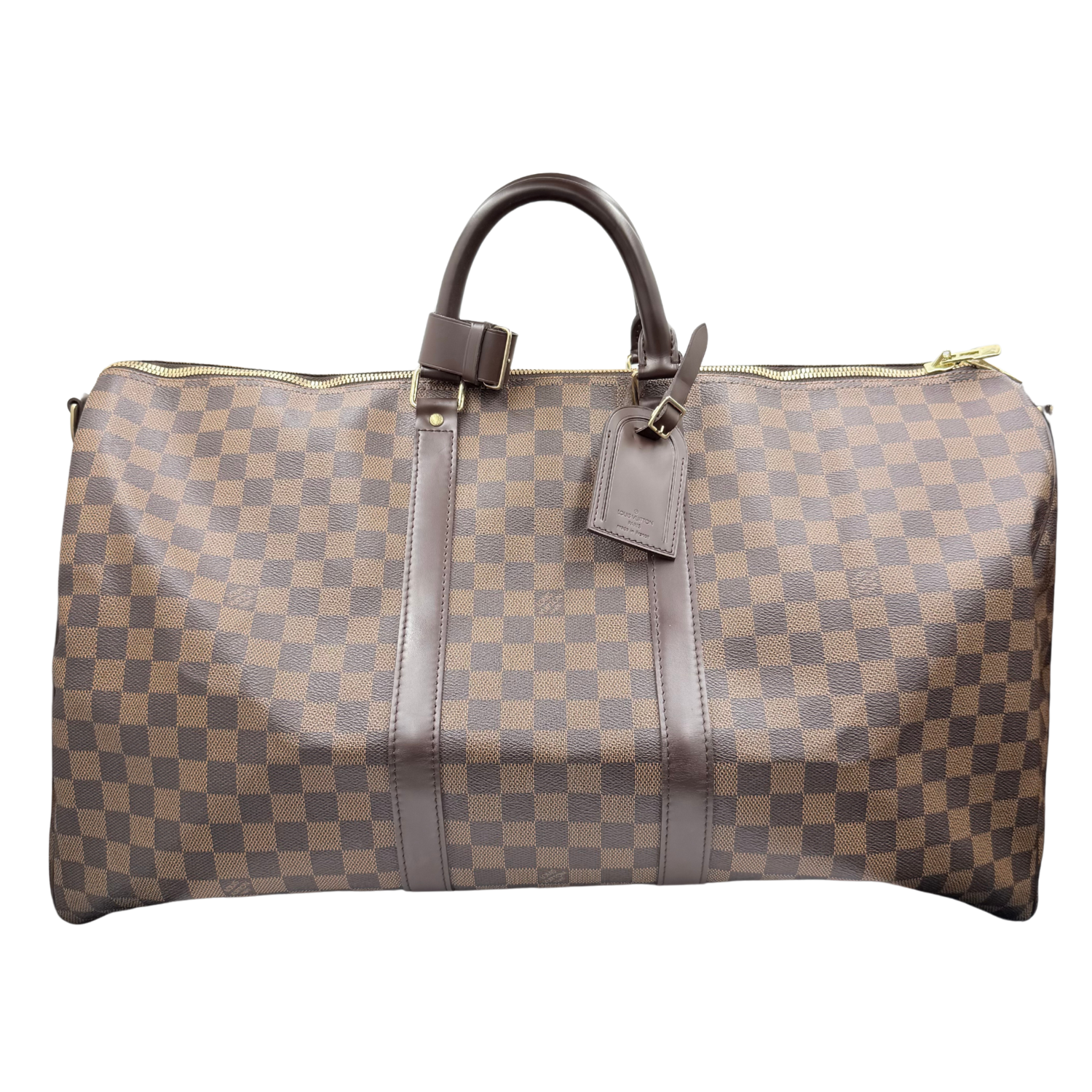 Louis Vuitton Damier Ebene Keepall Bandouliere 55 Brown