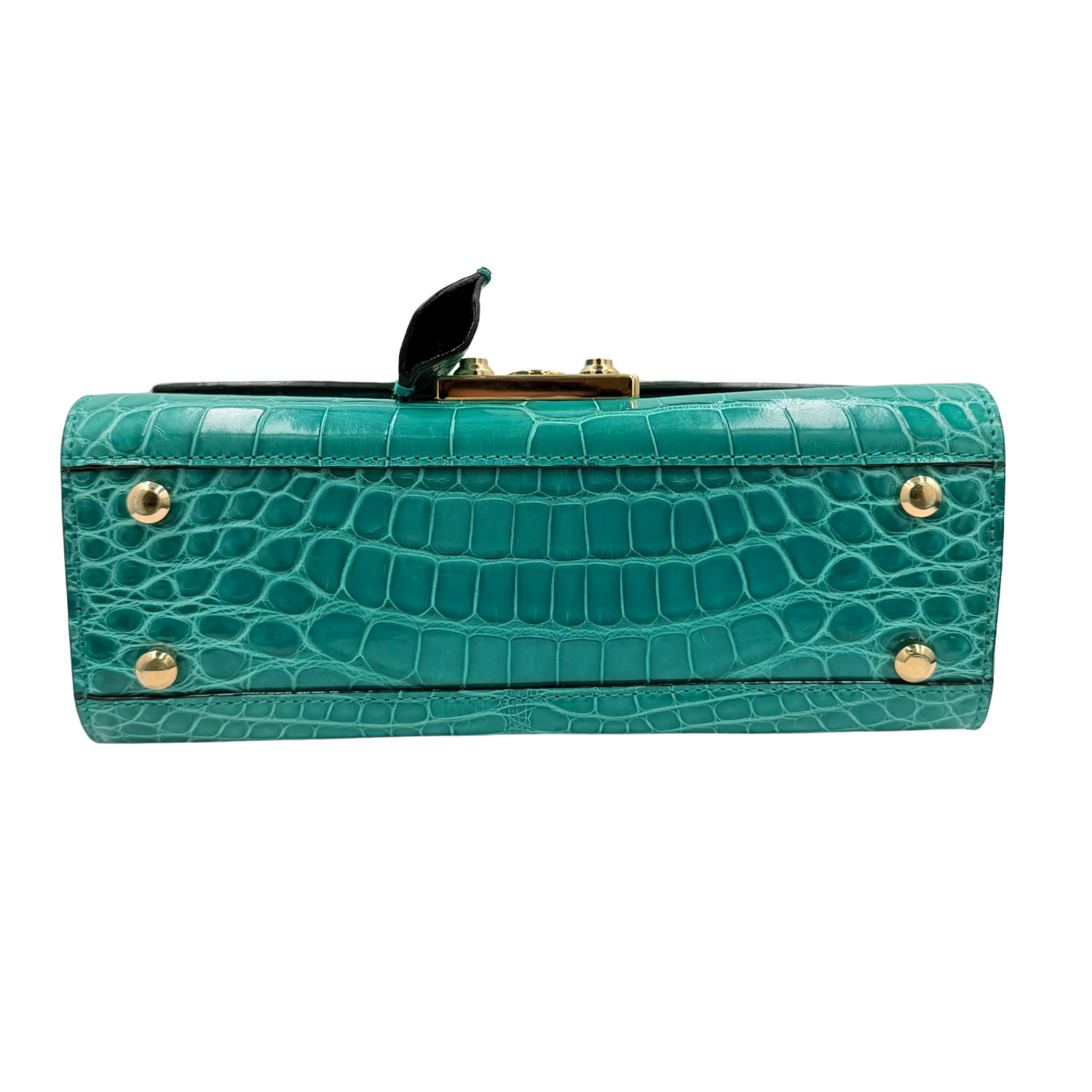 Stalvey Alligator 24k Gold 2.0 Top Handle Bag Turquoise