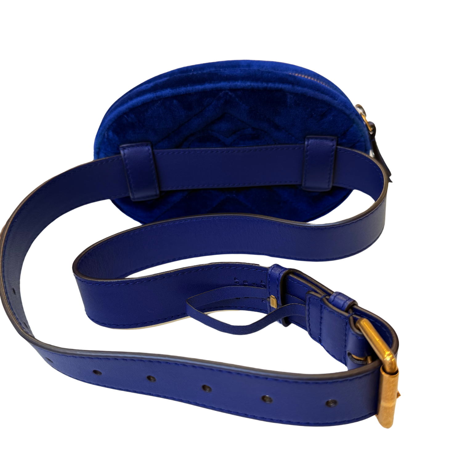 Gucci GG Marmont Belt Bag Matelasse Velvet Cobalt Blue