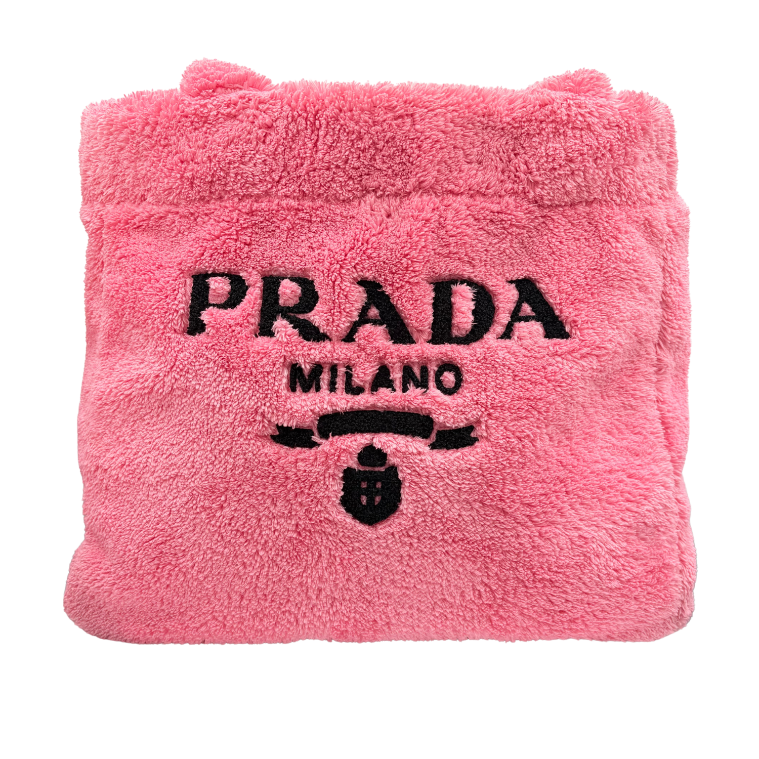 Prada Enameled Metal Triangle Spugna Tote Pink
