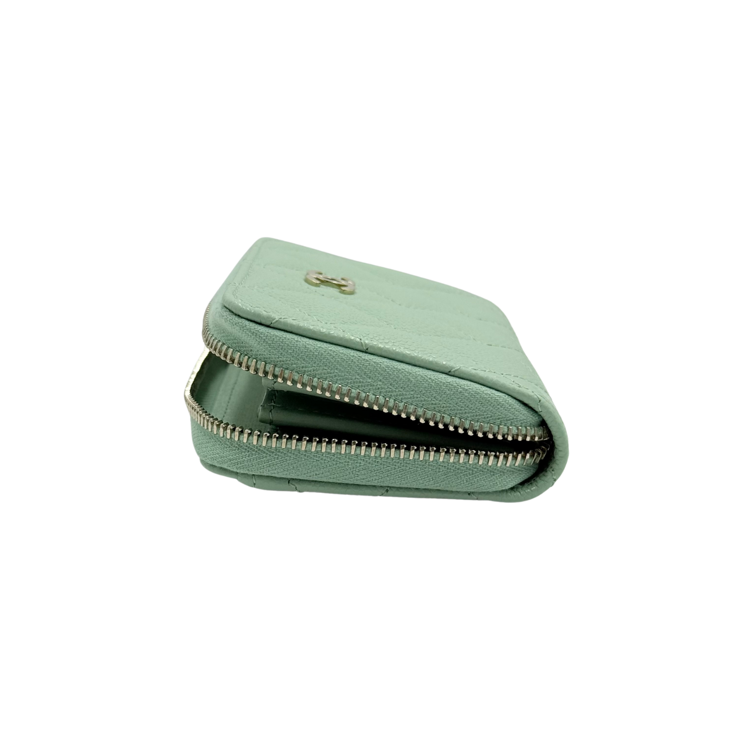 Chanel Small CC Zip Around Wallet Seafoam