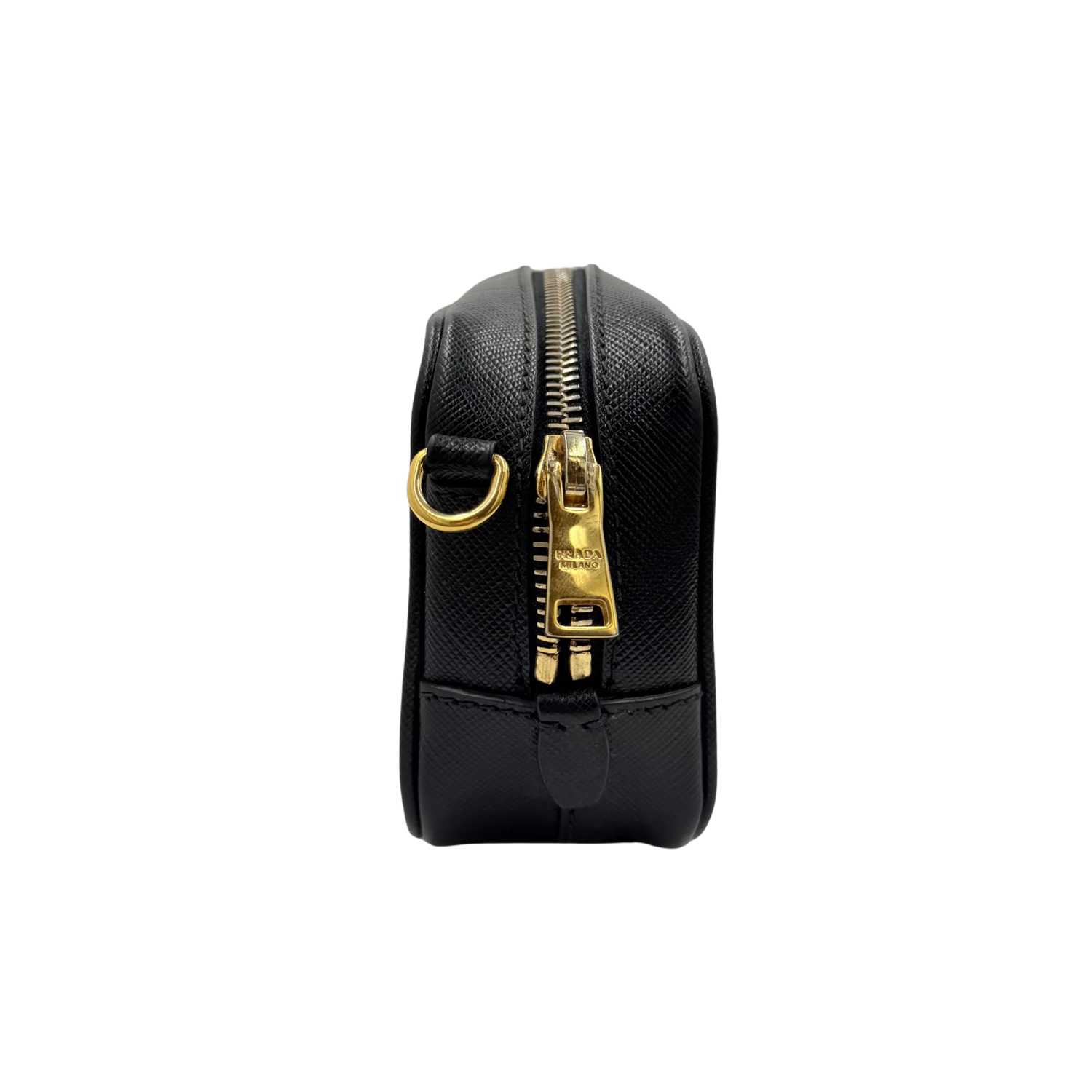 Prada Saffiano Mini Camera Crossbody Bag Black