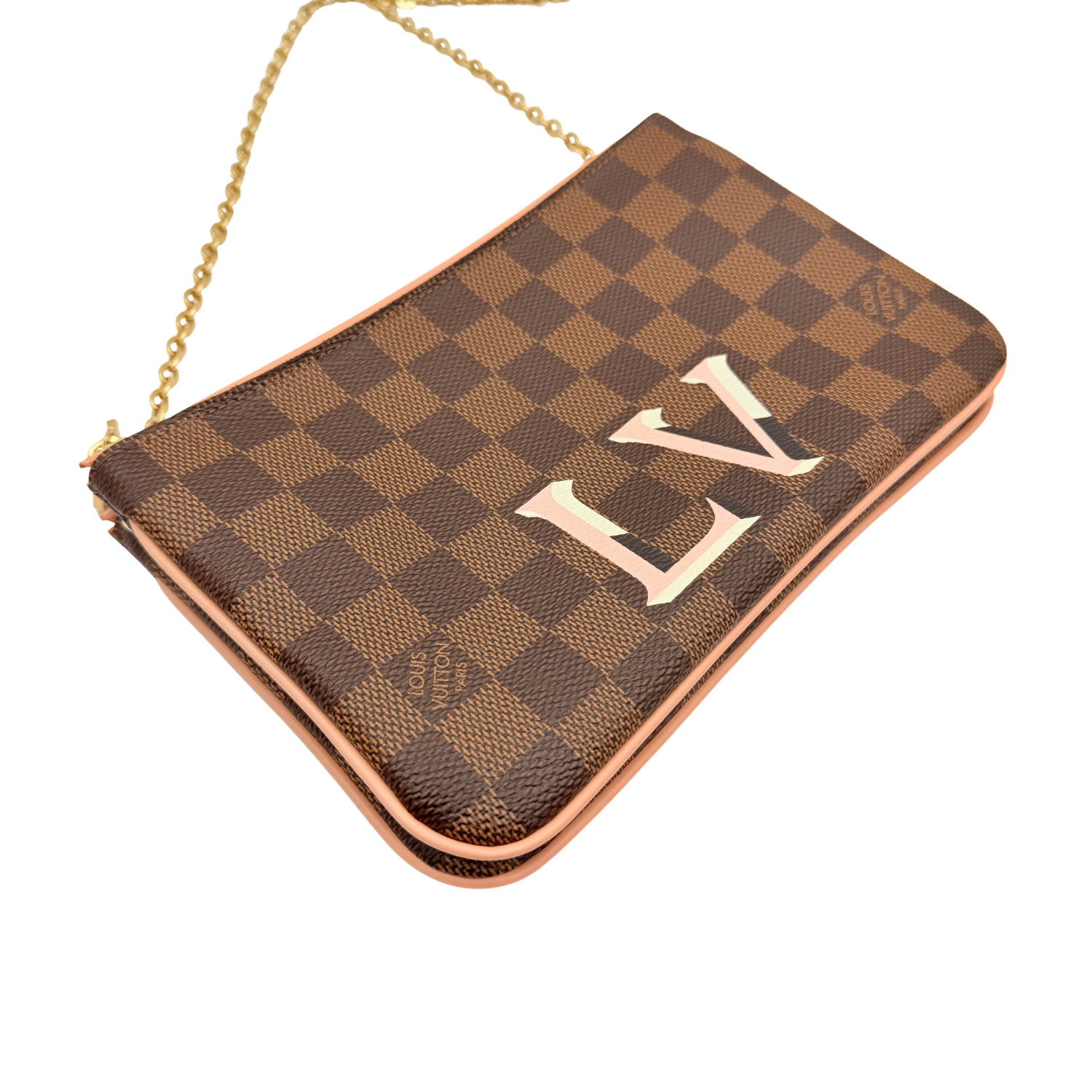 Louis Vuitton Damier Ebene Double Zip Pochette Brown