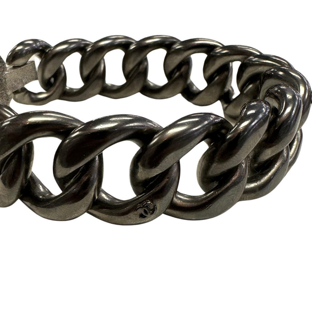 Chanel Deco Crystal Ruthenium Chain Bangle Bracelet
