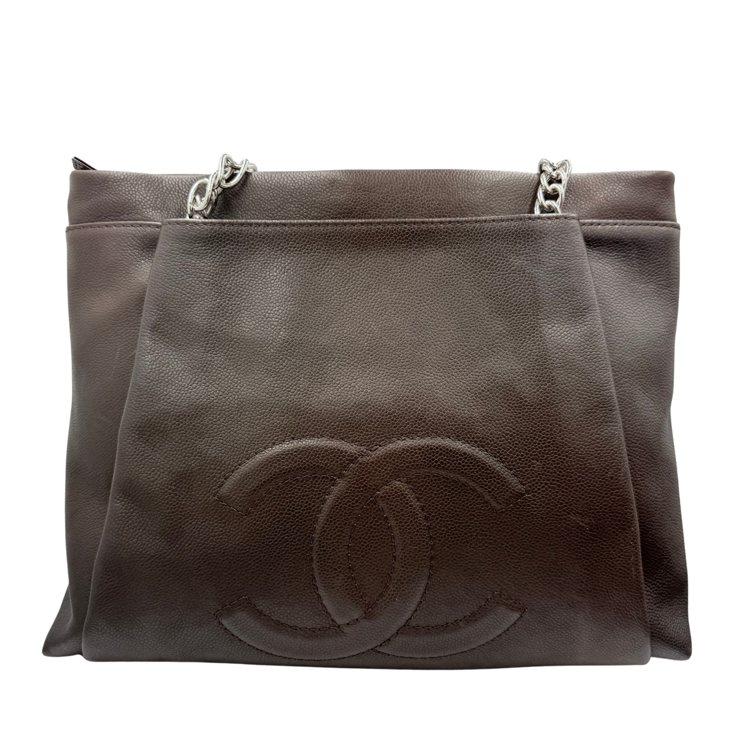 Chanel Medium CC Caviar Tuck Tote Brown