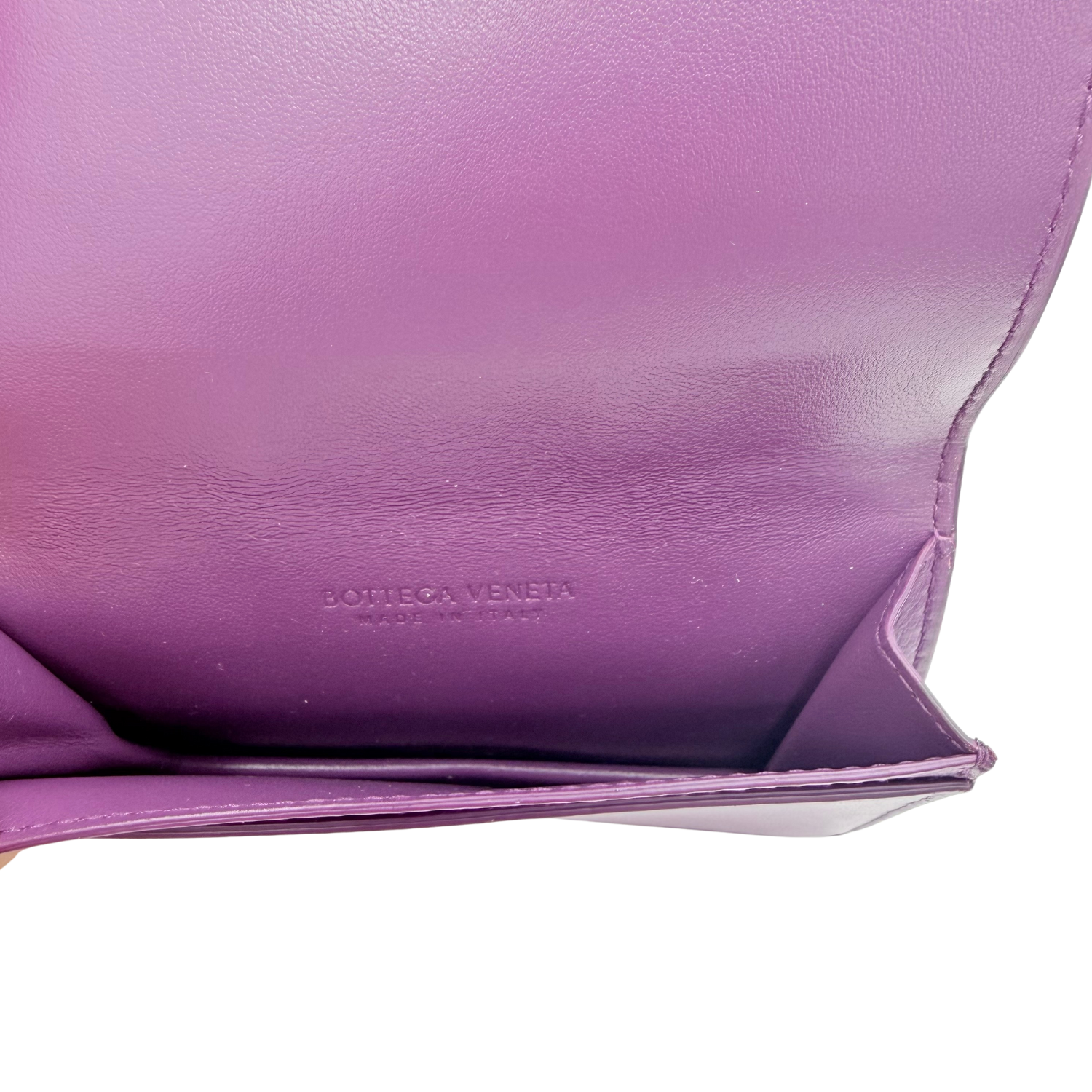 Bottega Veneta Small Intrecciato Leather Cassette Flap Card Case Two Tone Purple