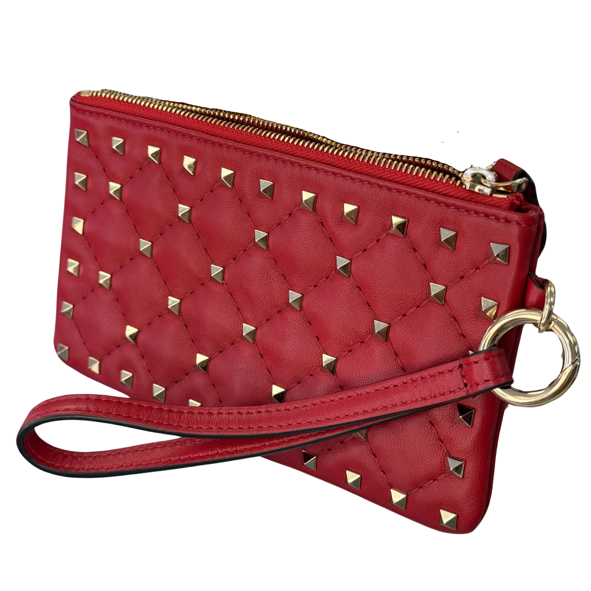 Valentino Rockstud Quilted Leather Pouch