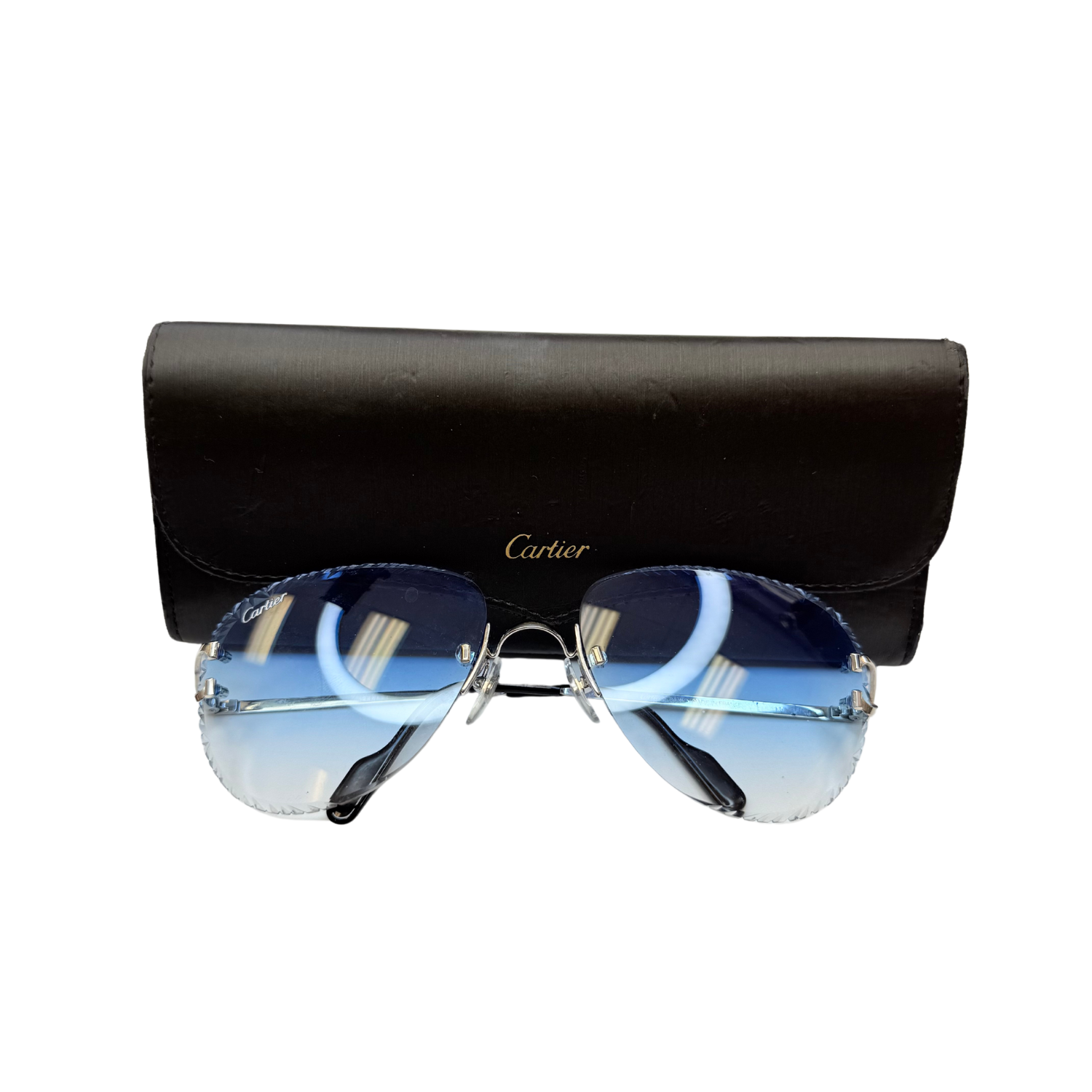 Cartier Gabardine Rimless Sunglasses Blue