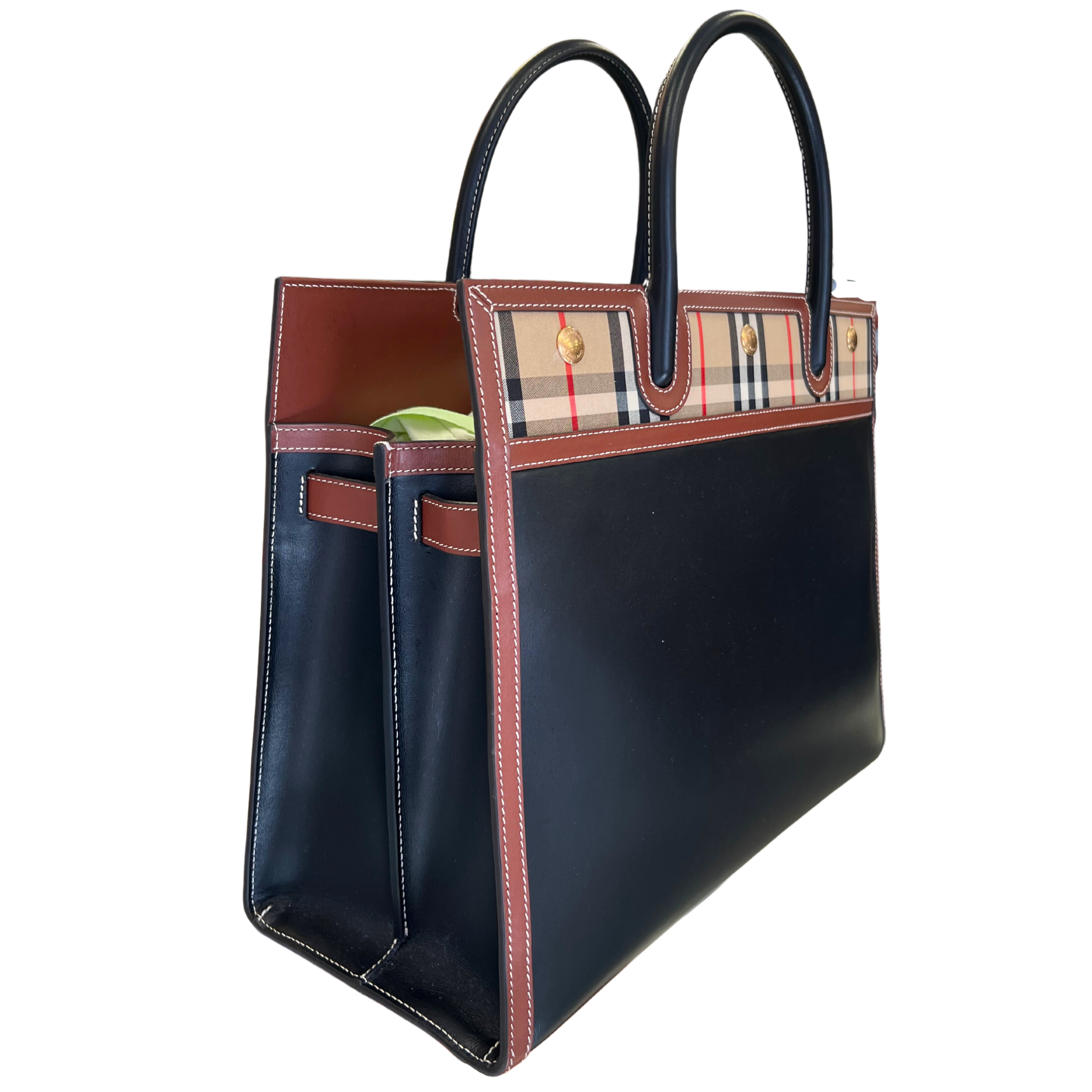 Burberry Check Title Tote Bag