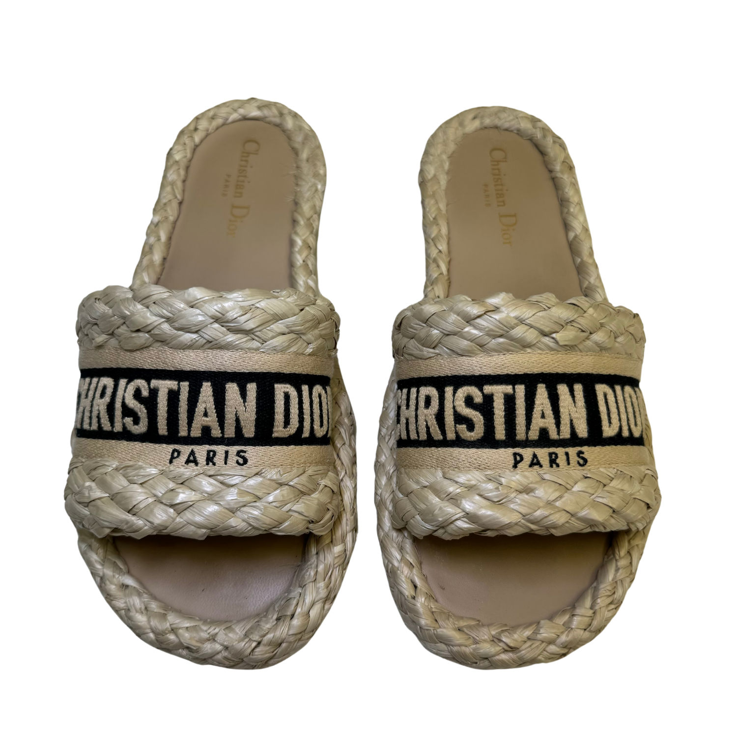 Christian Dior Dway Raffia Slides Slides