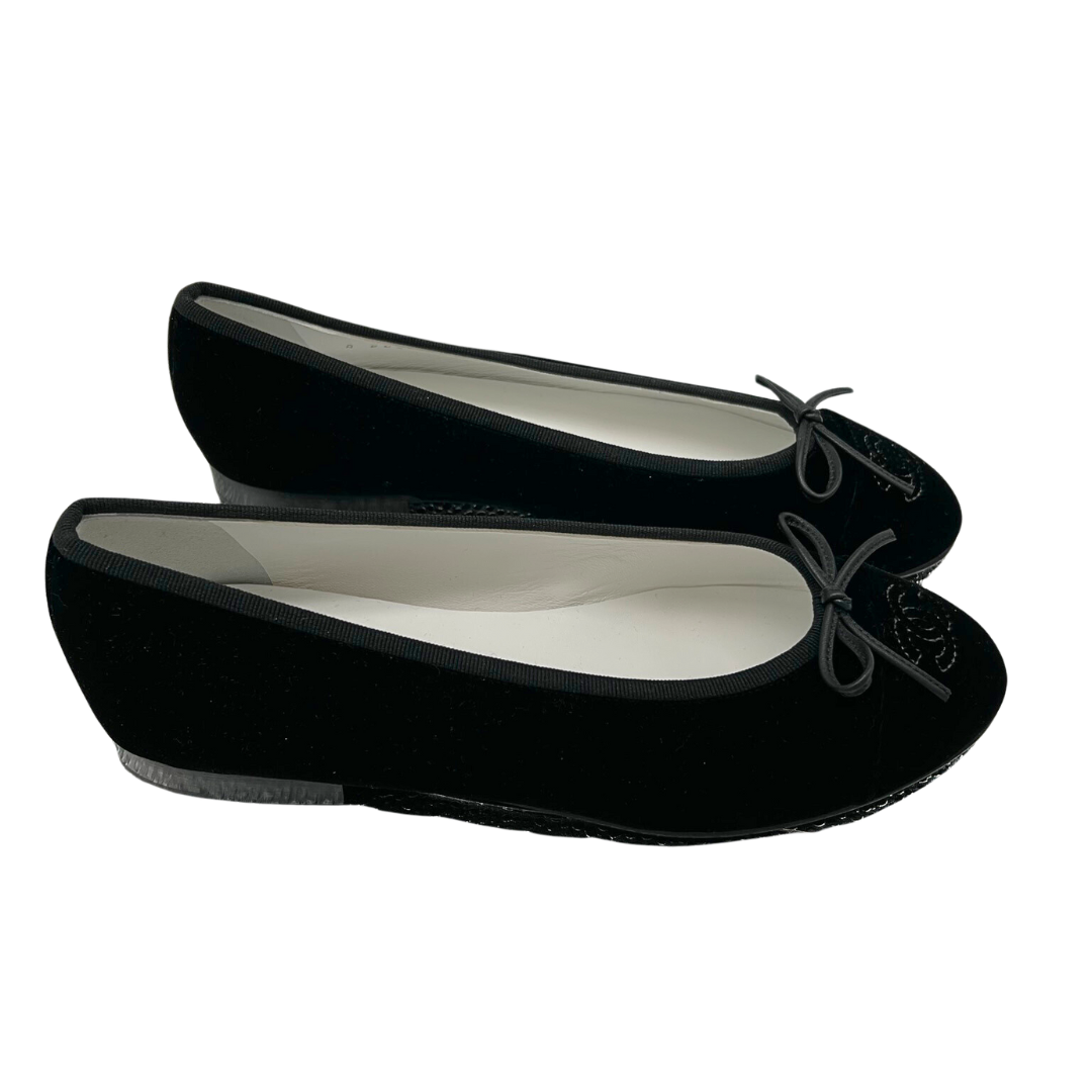 Chanel Velvet Ballet Flats