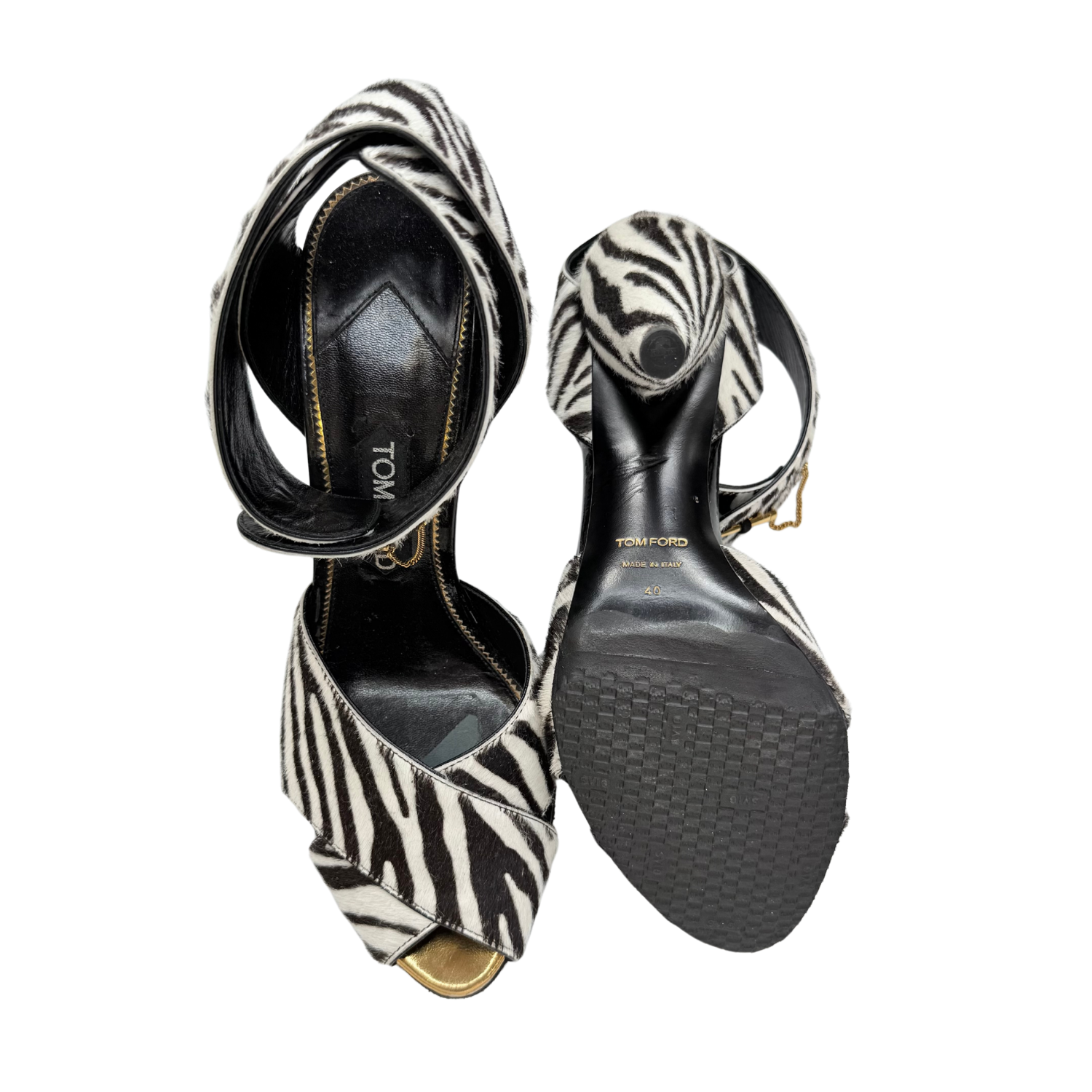 Tom Ford Ponyhair Animal Print Heeled Sandals
