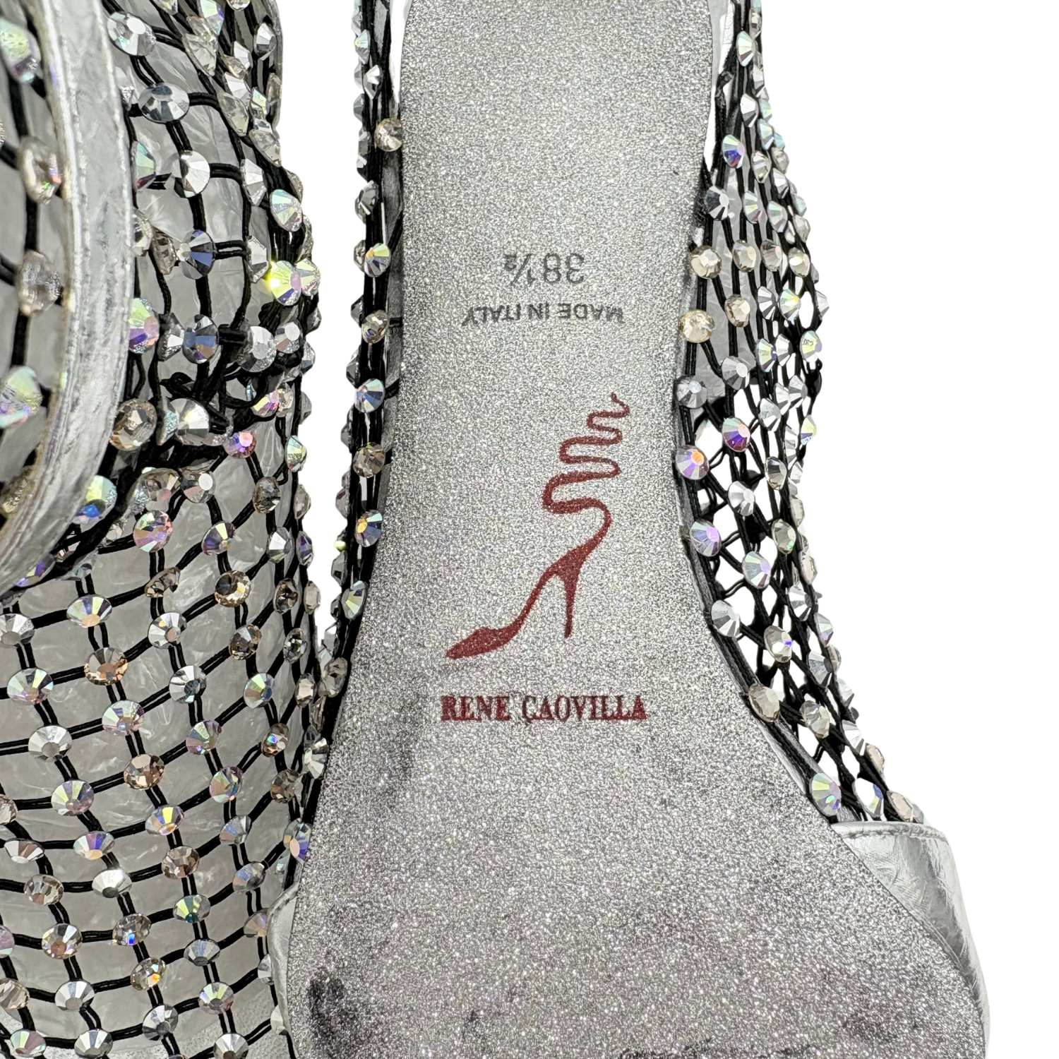 Rene Caovilla Galaxia Silver Heeled Sandals 105