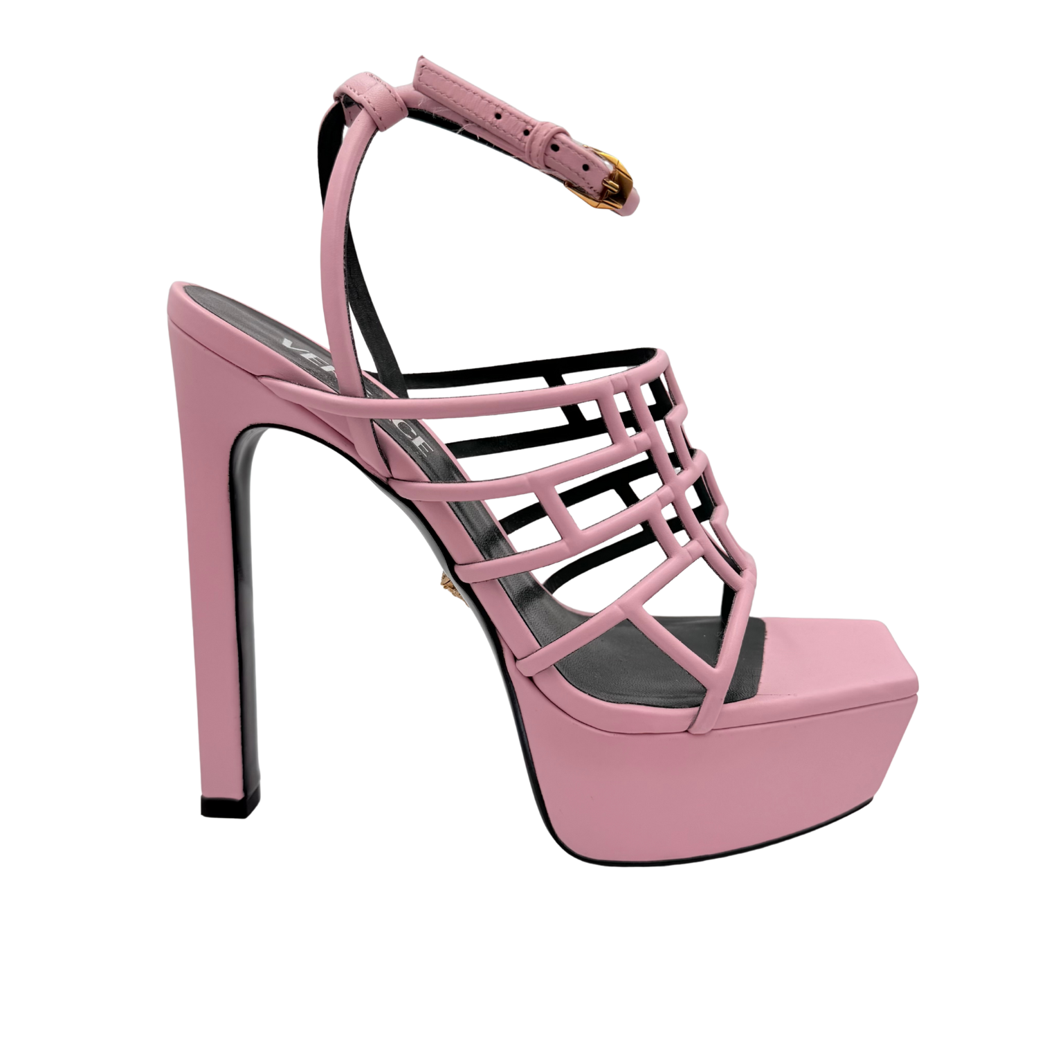 Versace Leather Platform Heels Pink