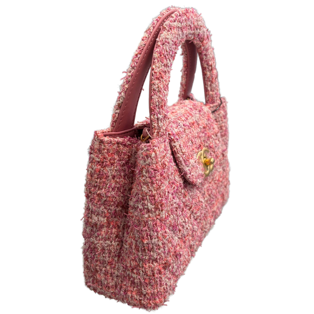 Chanel Tweed Nano Shopper Pink