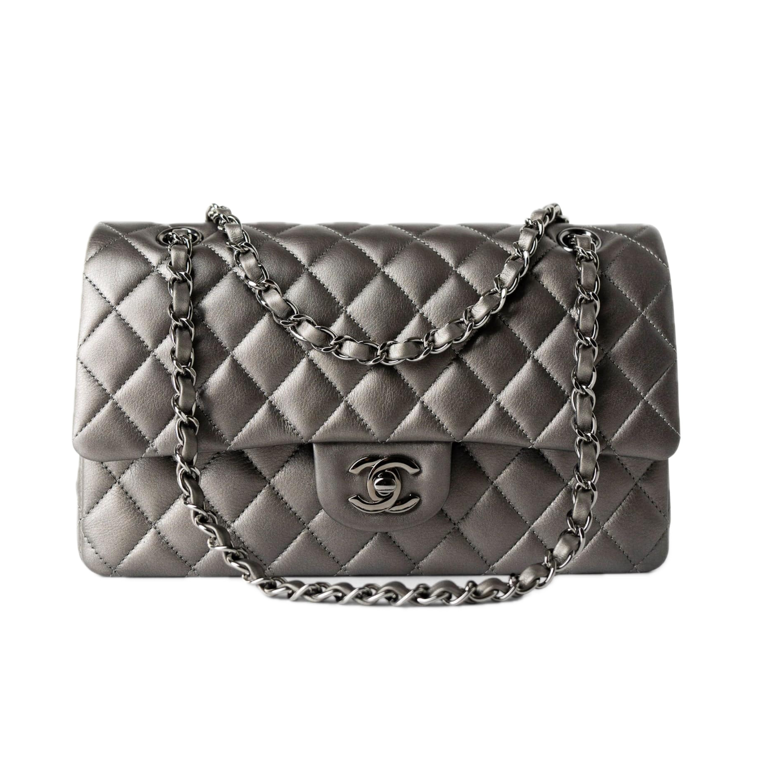 Chanel Medium Double Flap Classic Gunmetal