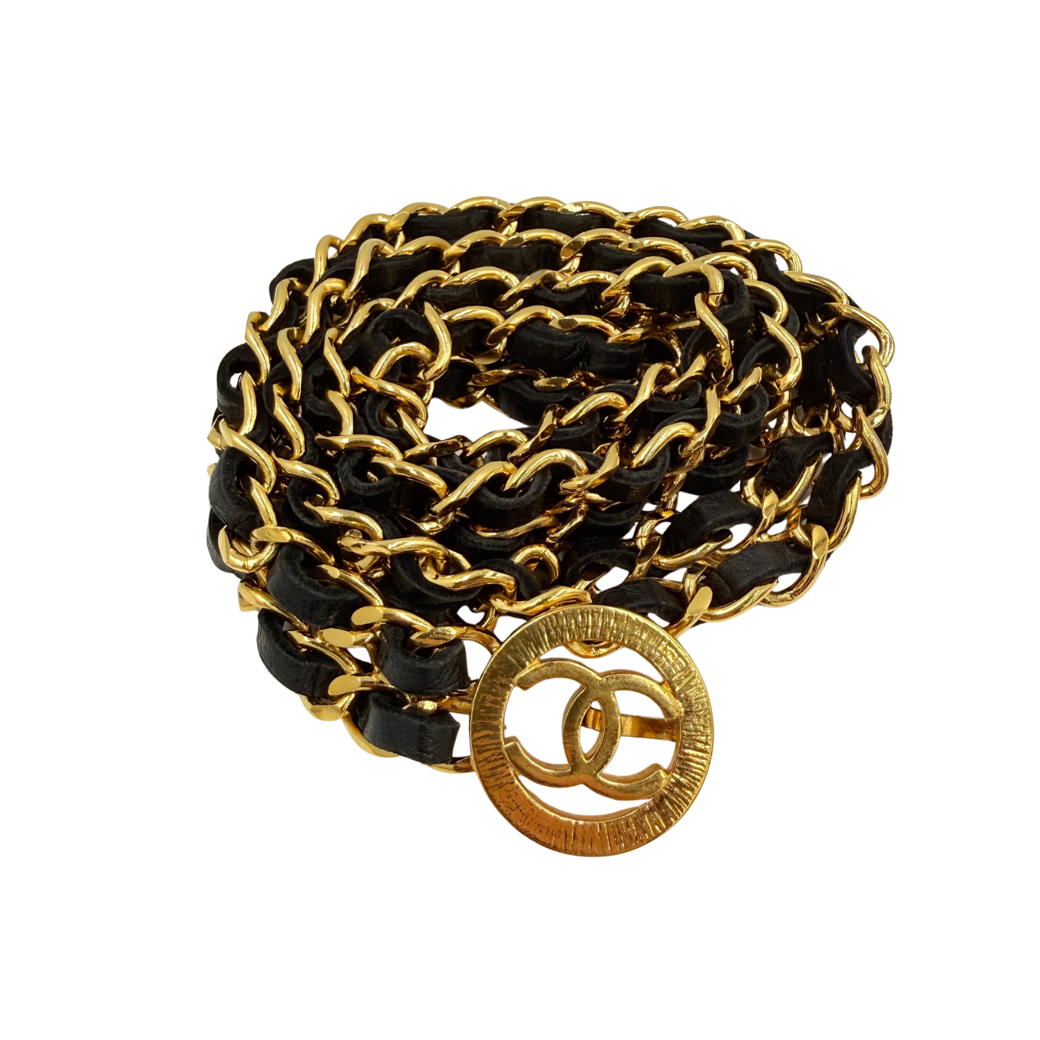 Chanel Vintage 1994 Interlocking CC Belt/Necklace Black and Gold
