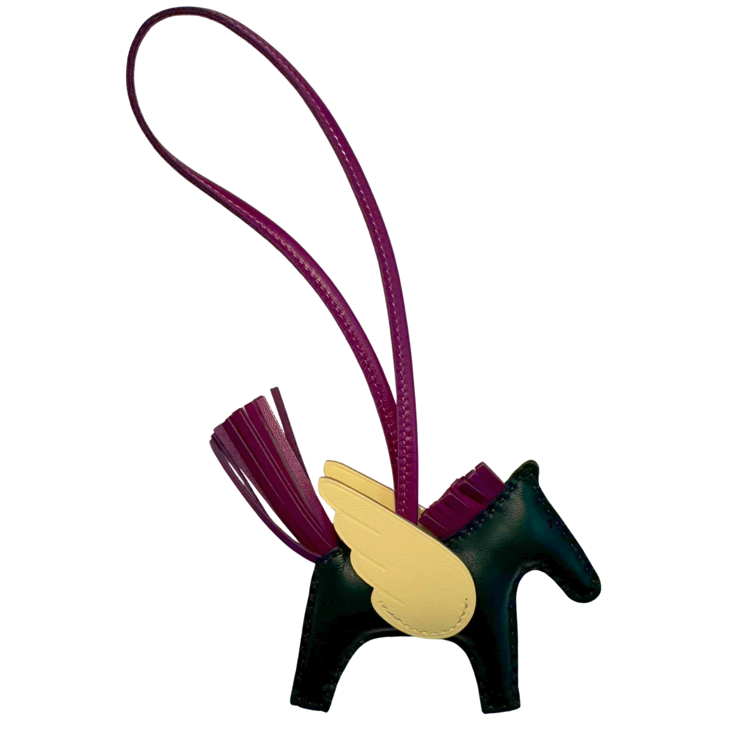 Hermès 2024 Milo Grigri Rodeo Pegase Bag Charm Cypres, Violet, and Milton