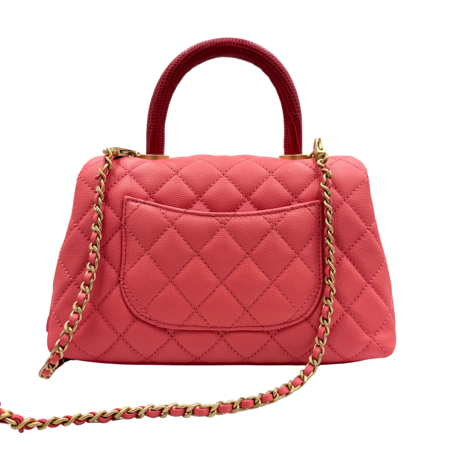 Chanel Lizard Trimmed Coco Mini Top Handle Bag Pink
