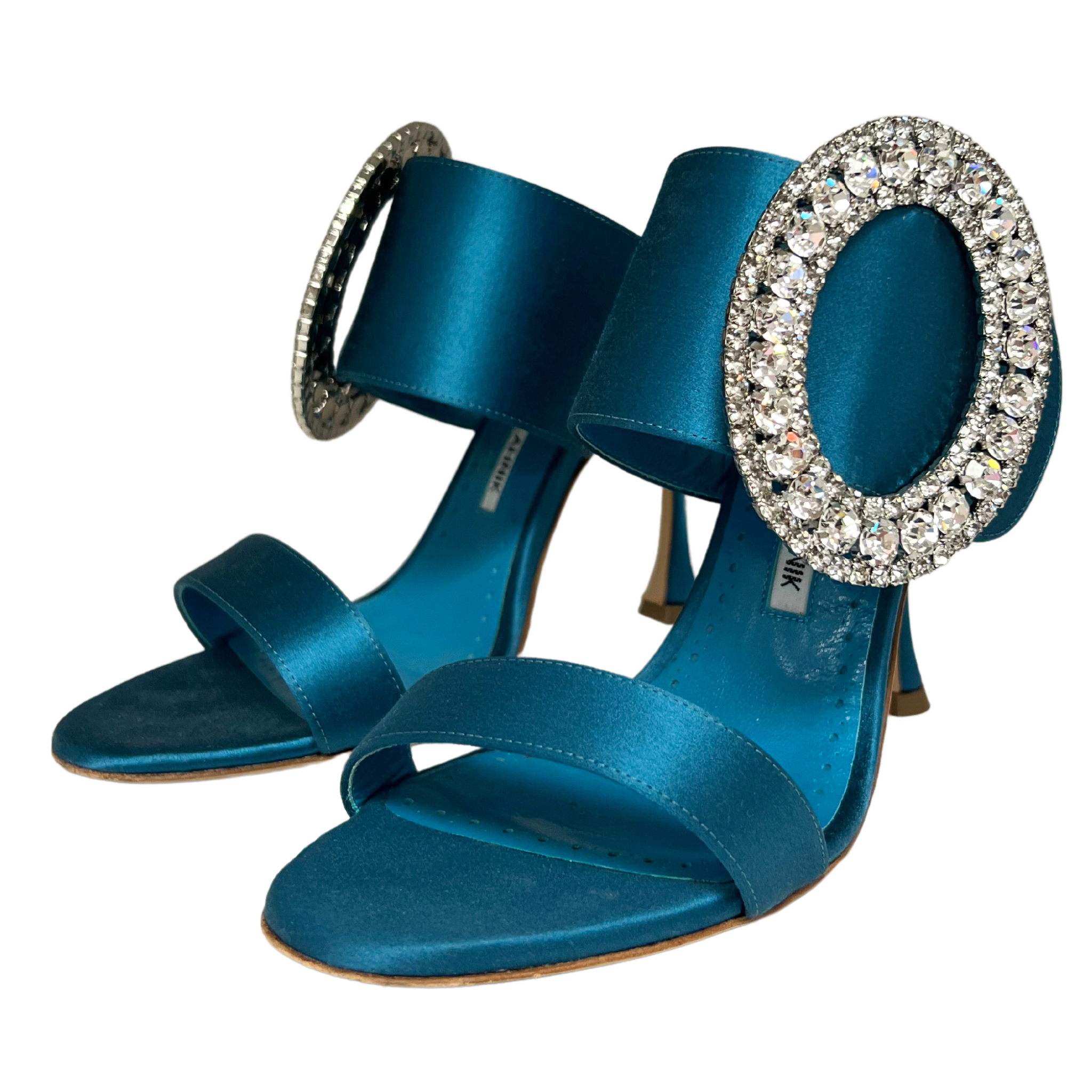 Manolo Blahnik Fibiona Crystal Satin Mule