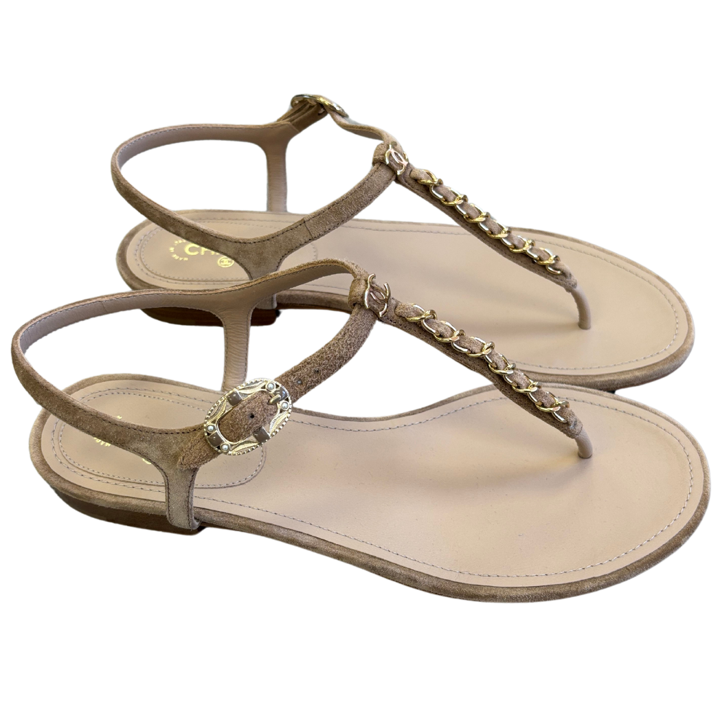 Chanel Suede Chain Sandals