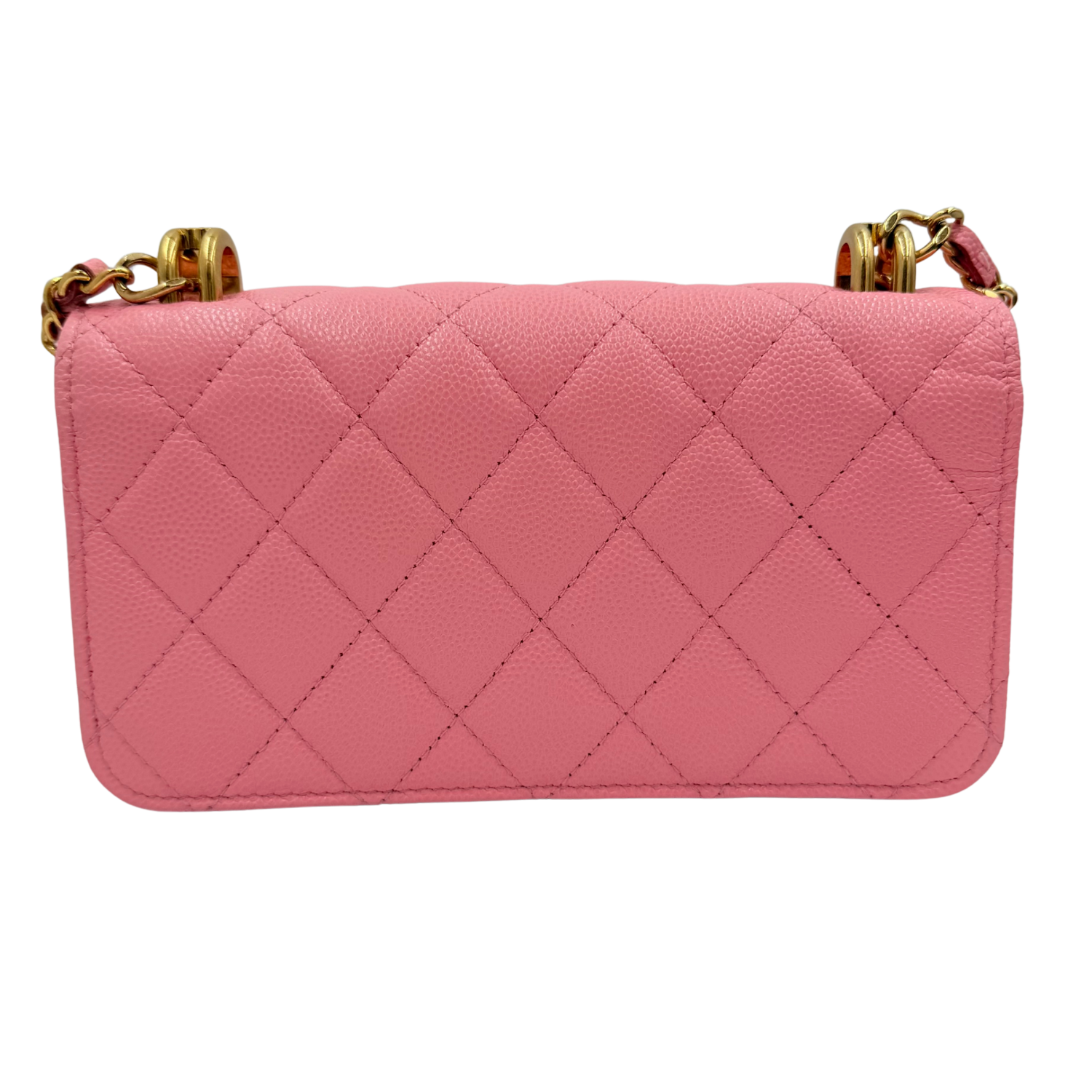 Chanel Quilted Mini Flap Pick Me Up Top Handle Wallet on Chain Pink
