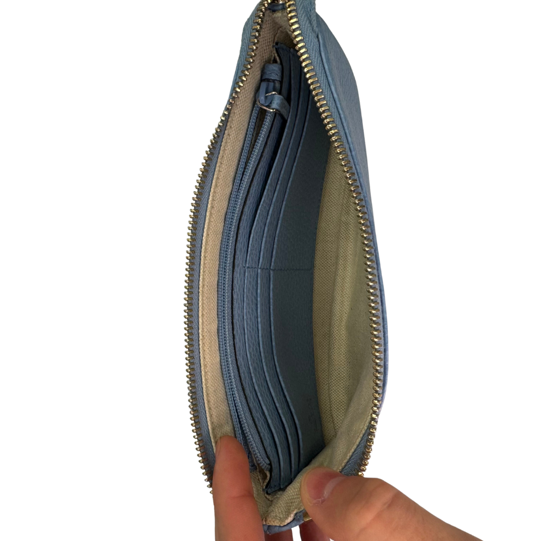Gucci Blue Leather Swing Pouch