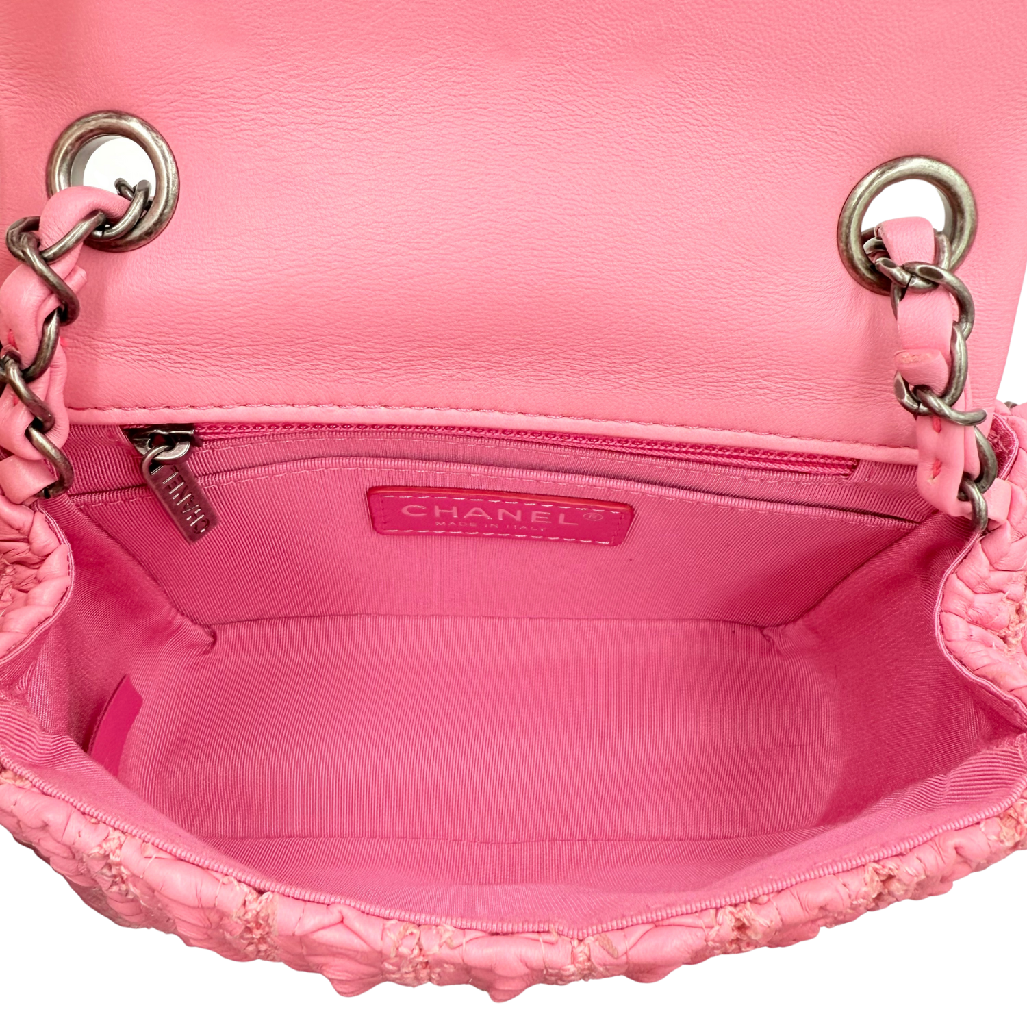 Chanel Paris-Seoul Mini Lambskin Crochet Flap Bag Pink