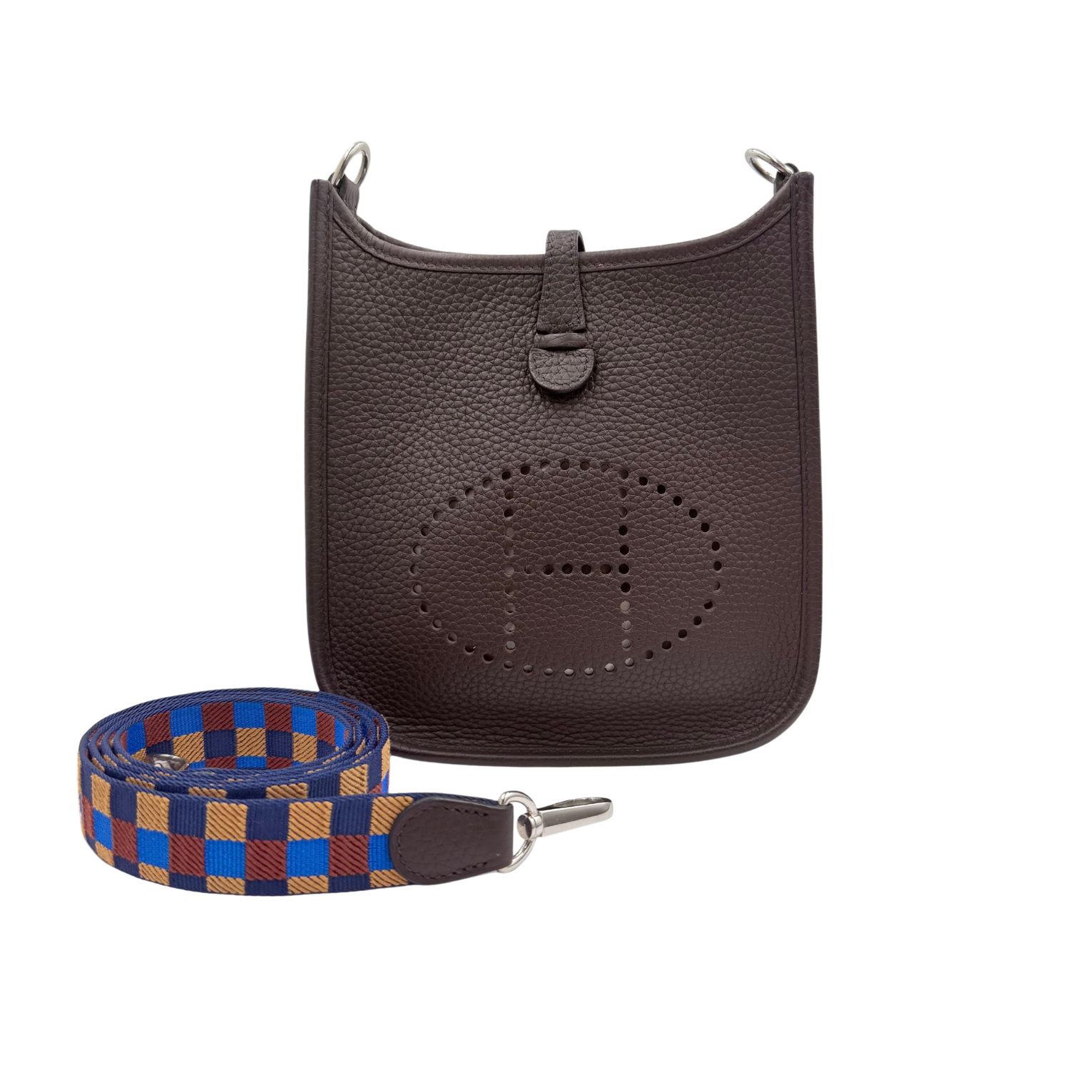 Hermès Evelyne 16 TPM Clemence Leather Ebene with Color Block Strap