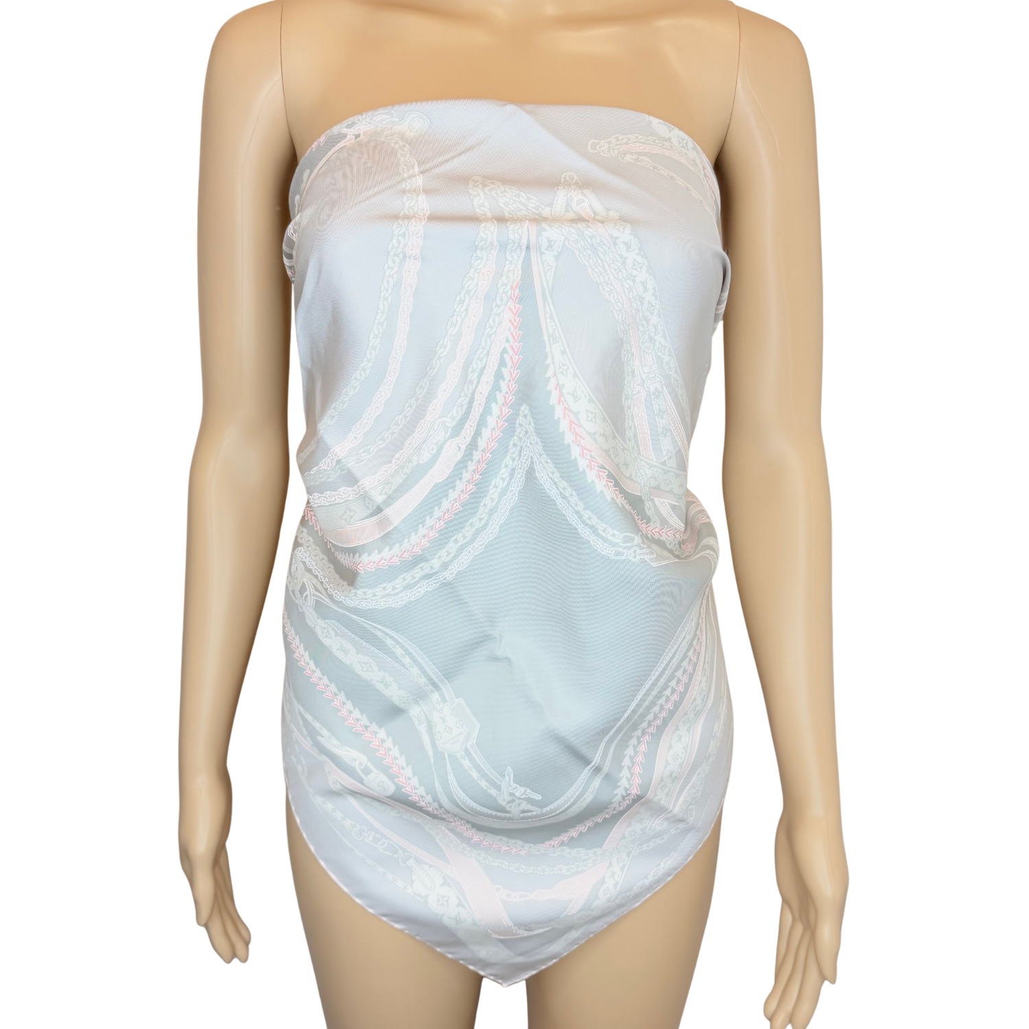 Louis Vuitton Silk Scarf Pink and Grey