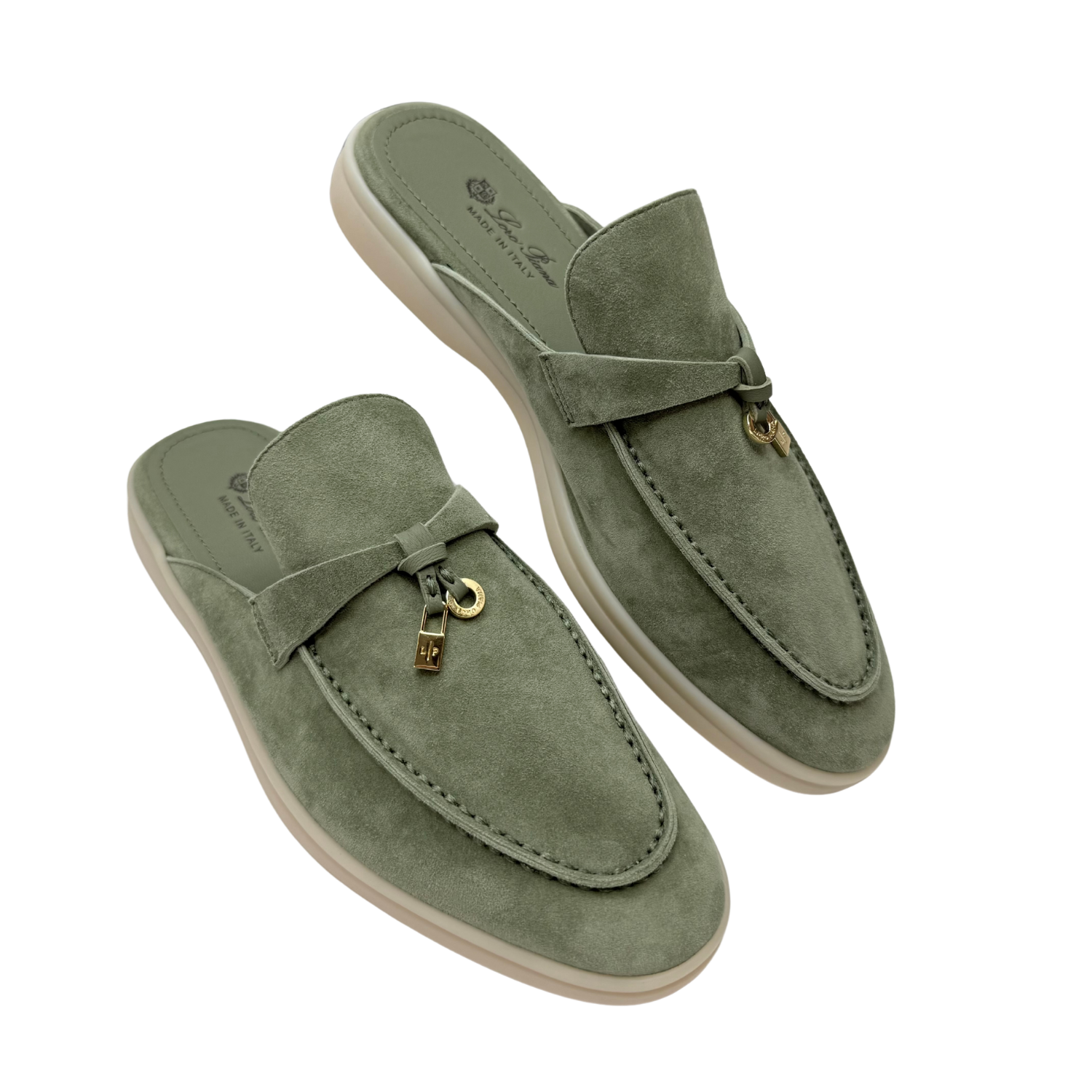 Loro Piana Babouche Charms Walk Loafer Tea Room Green
