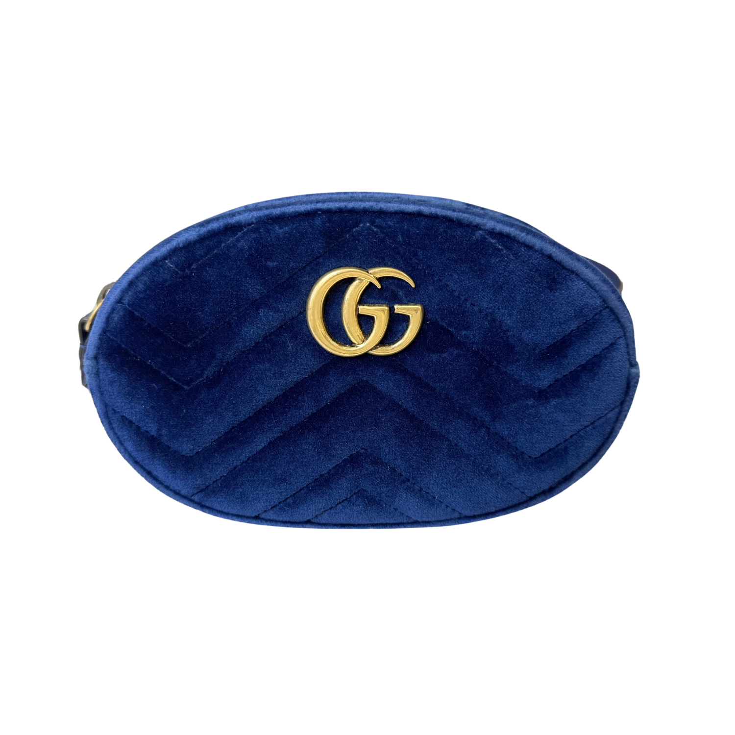 Gucci GG Marmont Belt Bag Matelasse Velvet Cobalt Blue