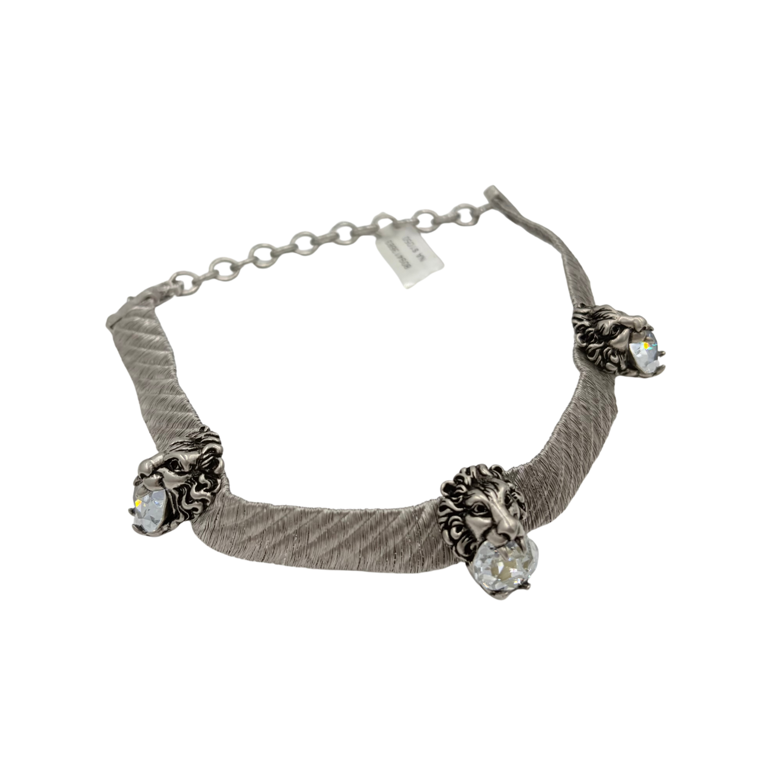 Gucci 3 Lion Heads Choker Necklace Silver