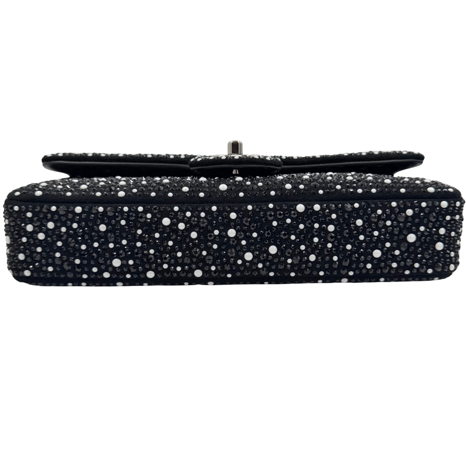 Chanel Limited Strass Crystal Pearls & Ruthenium Metal Shoulder Bag Black & White