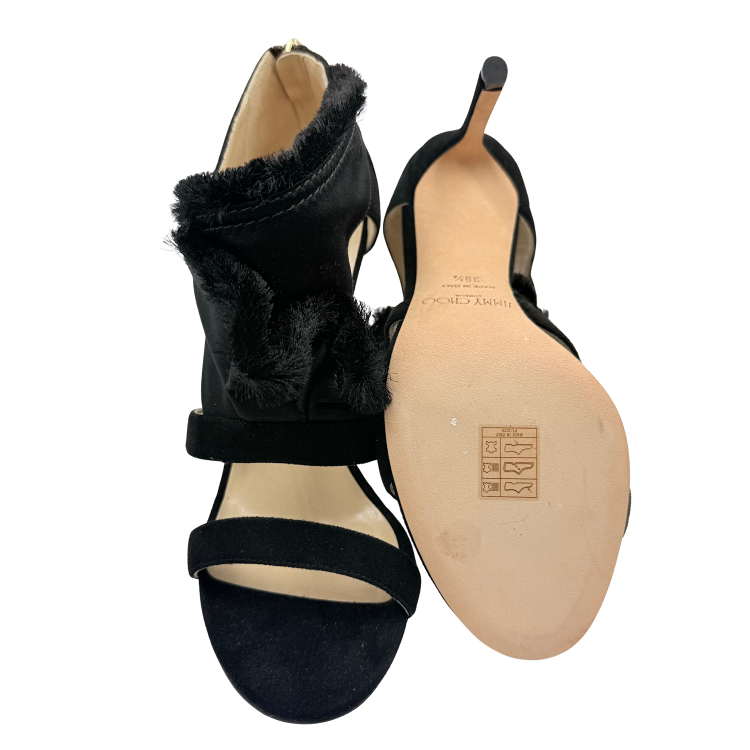 Jimmy Choo Kiki 100mm Suede Raw-Edge Trim Heeled Sandals Black