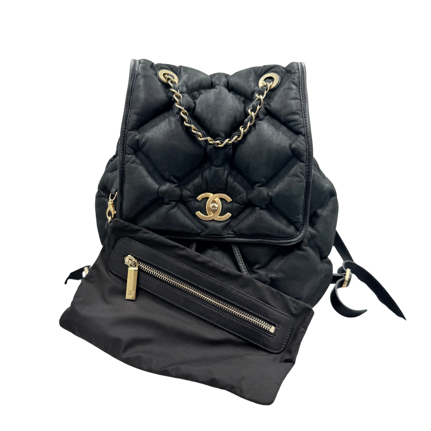 Chanel Quilted Cuban Chesterfield Backpack Black