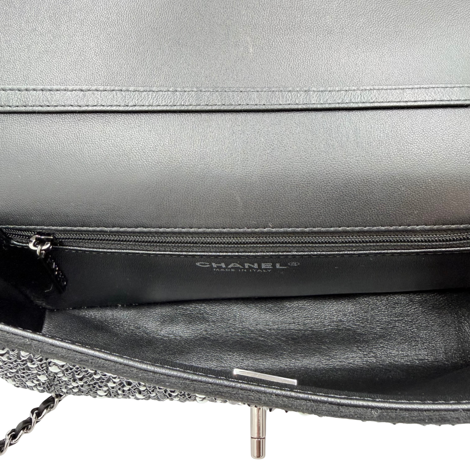 Chanel Limited Strass Crystal Pearls & Ruthenium Metal Shoulder Bag Black & White