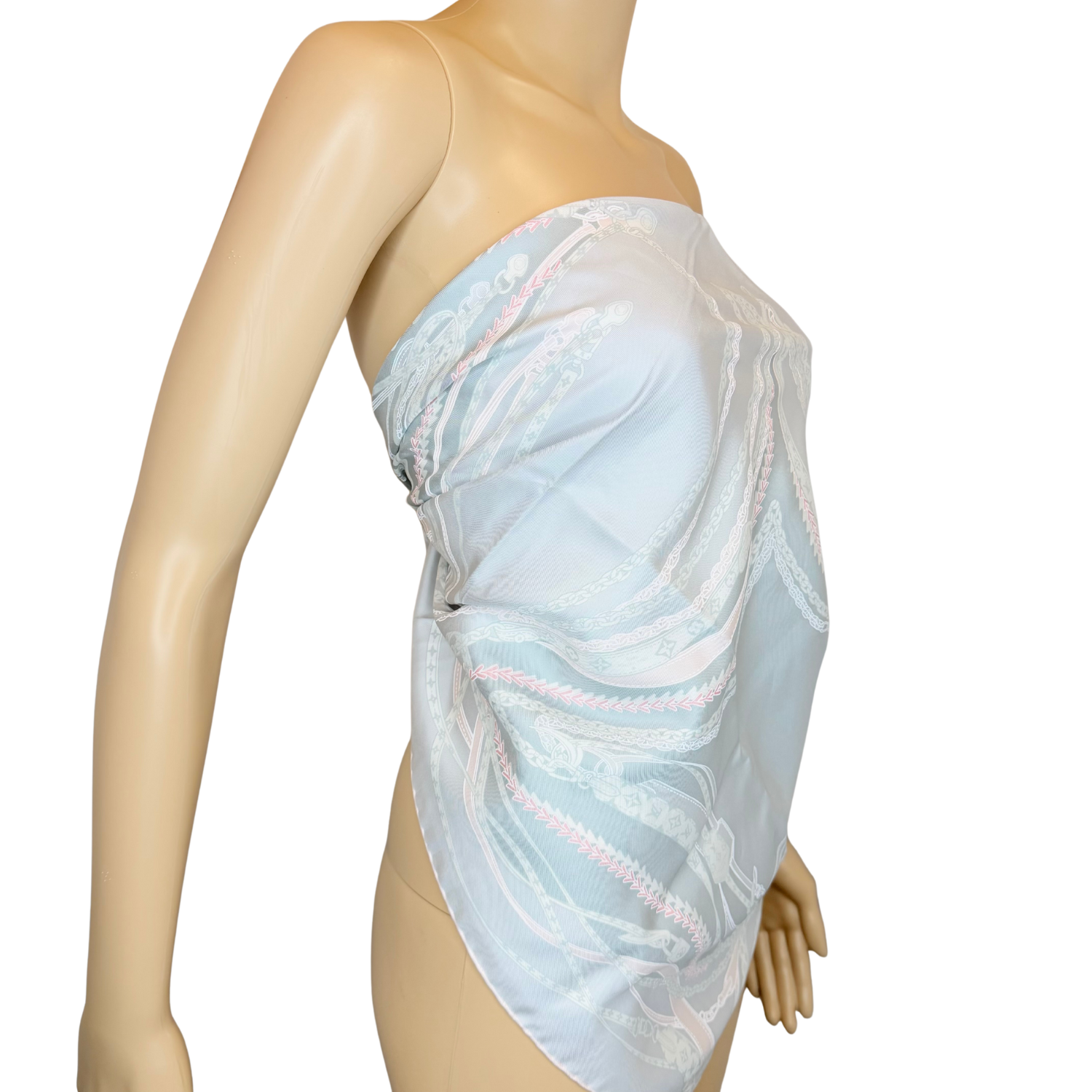 Louis Vuitton Silk Scarf Pink and Grey