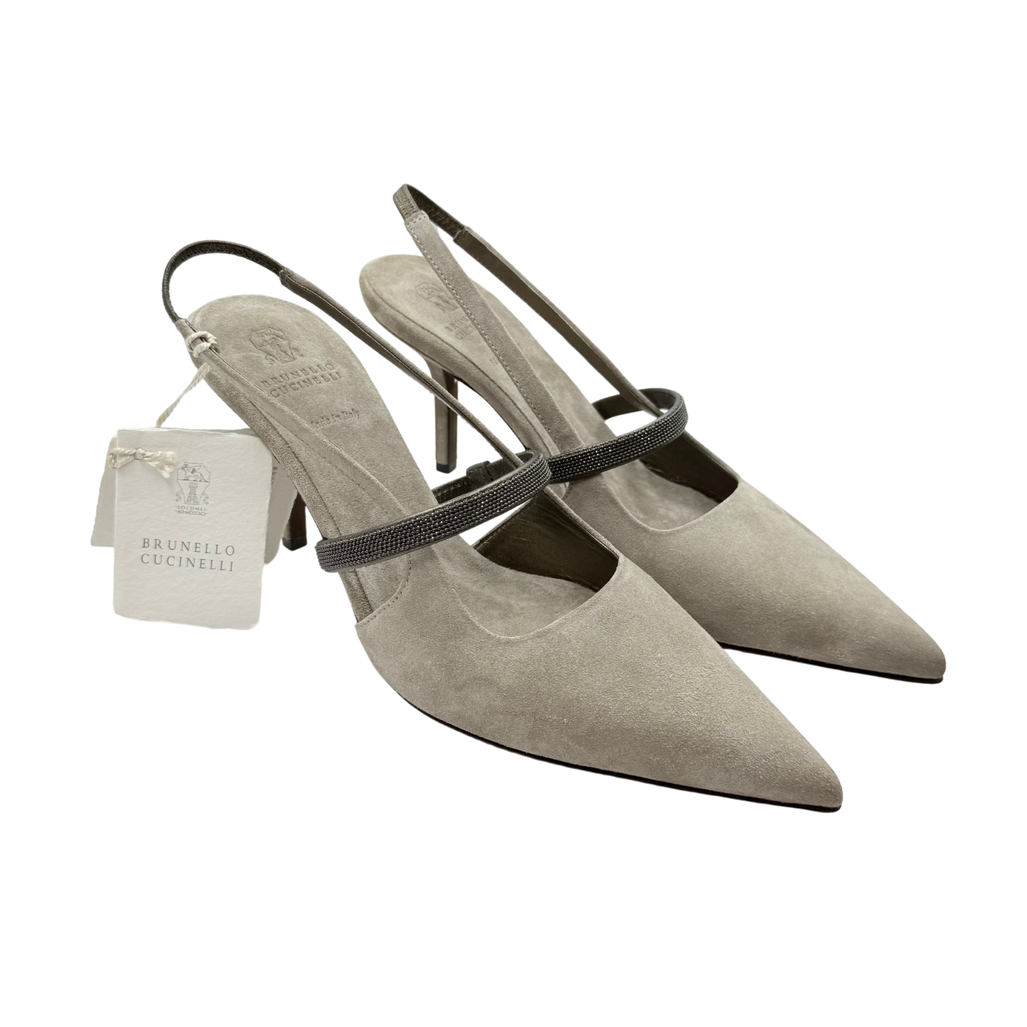 Brunello Cucinelli Suede Heels Light Grey