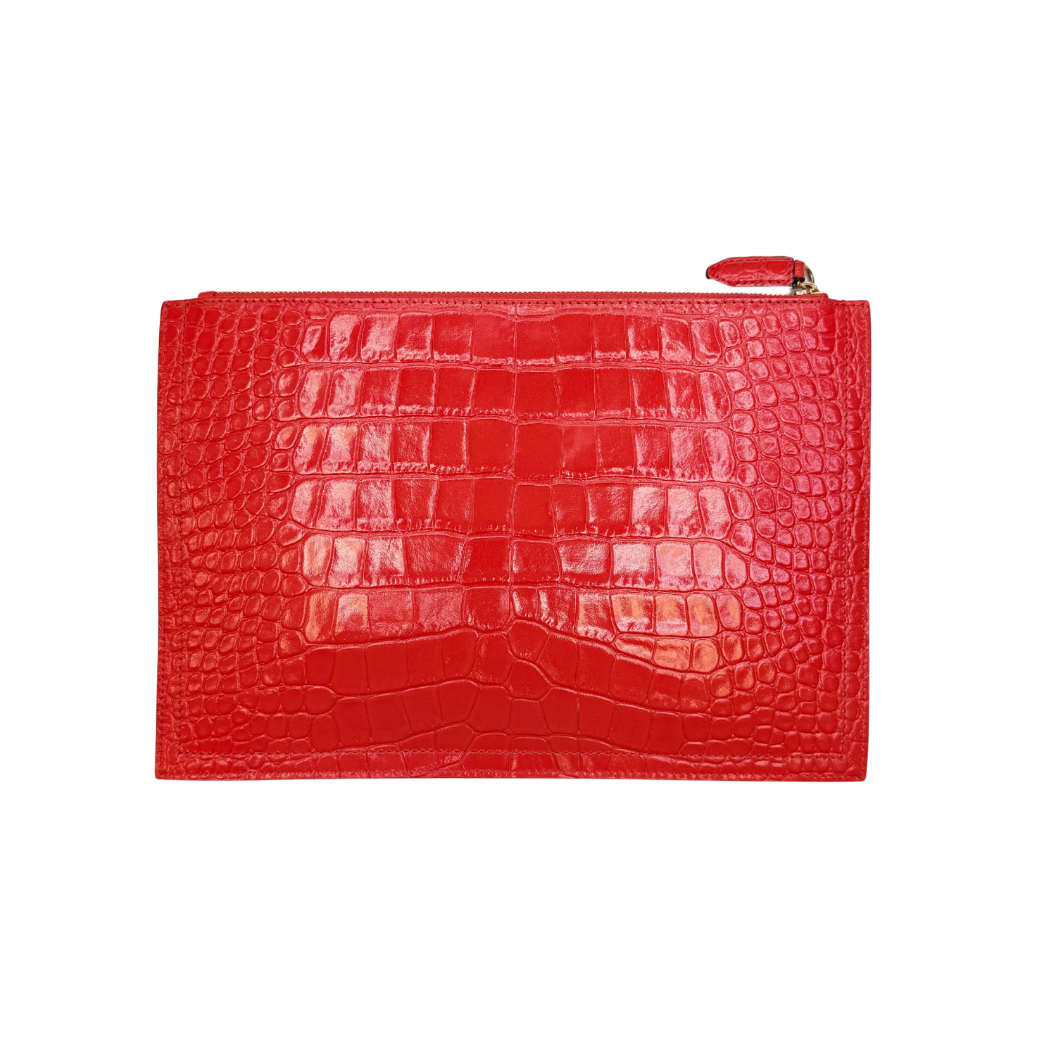 Givenchy Antigona Croco Embossed Leather Medium Clutch Red