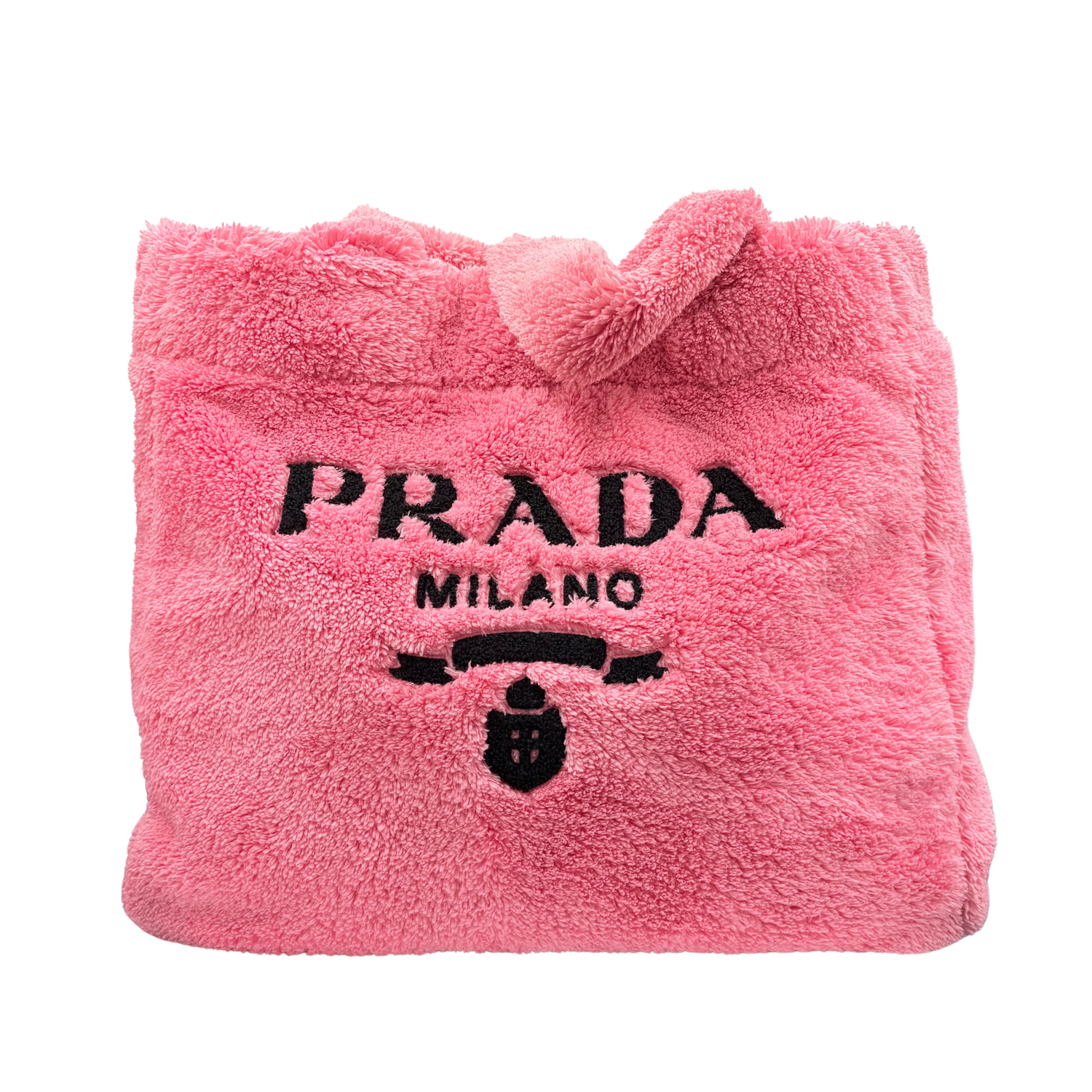 Prada Enameled Metal Triangle Spugna Tote Pink
