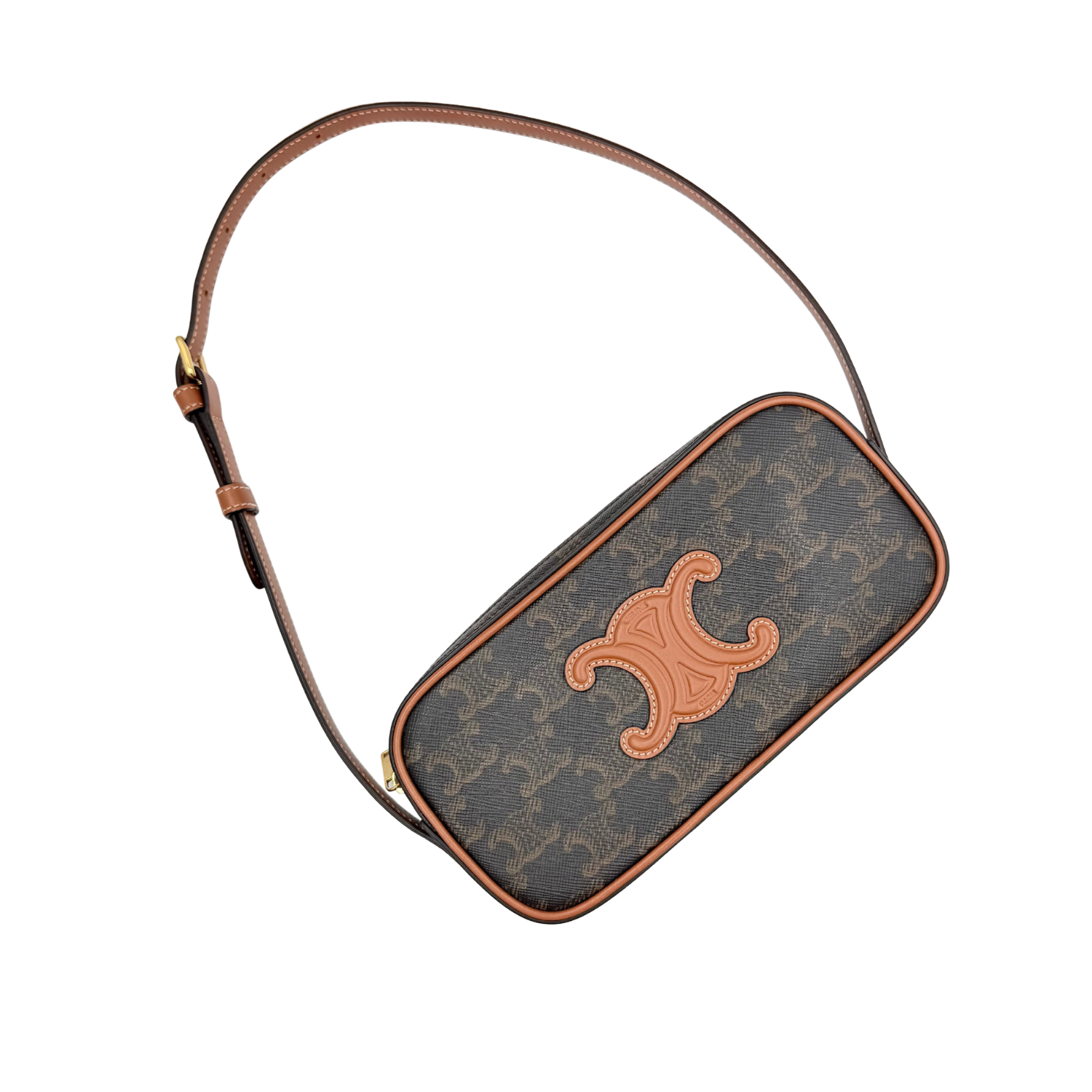 Celine Mini Triomphe Canvas Camera Shoulder Bag Tan